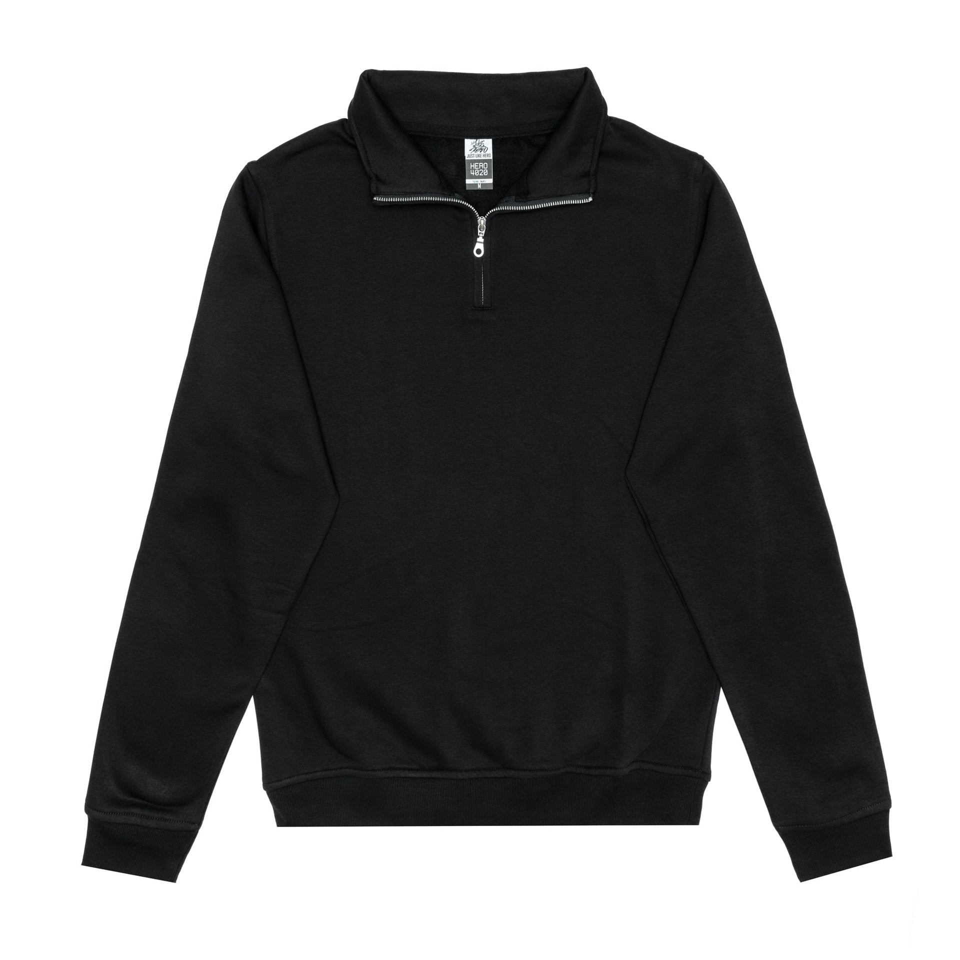 HERO-4020 Unisex Quarter Zip Sweatshirt - Black 4020 Adult Black HERO Quarter Zip Tops Unisex