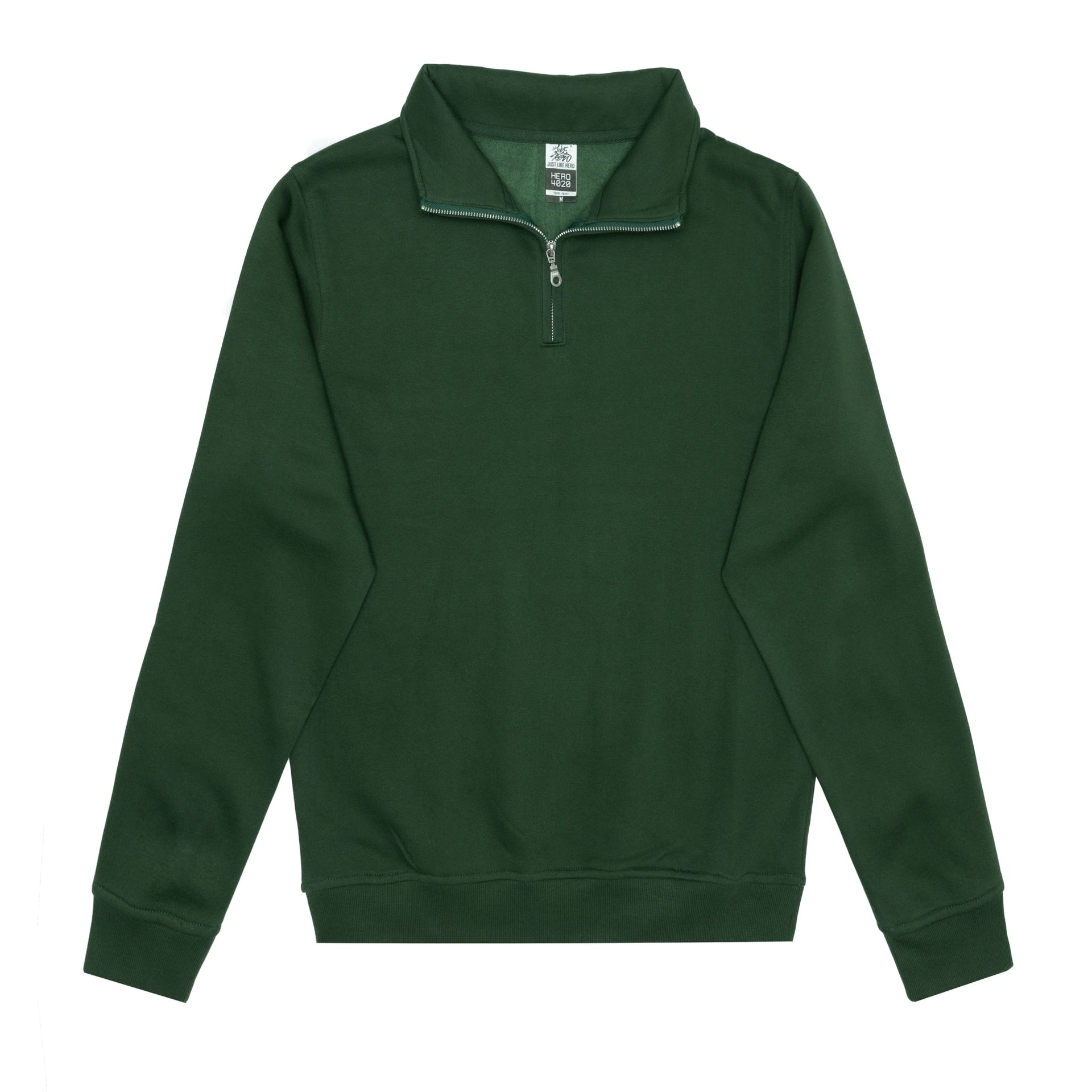 HERO-4020 Unisex Quarter Zip Sweatshirt - Forest Green 4020 Adult Forest Green HERO Quarter Zip Tops Unisex