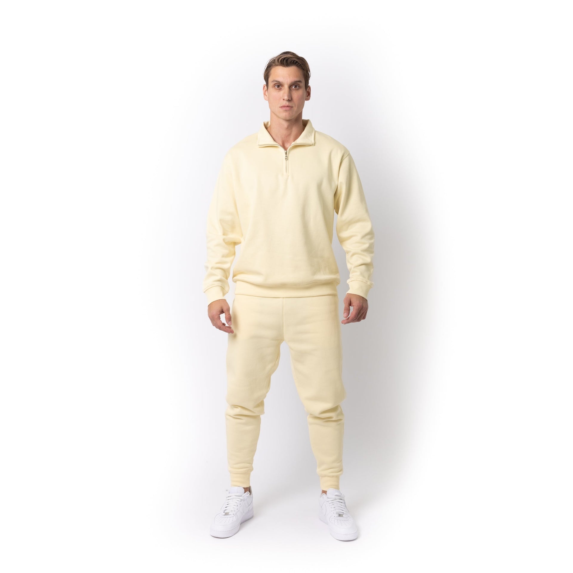 HERO-4020 Unisex Quarter Zip Sweatshirt - Ivory 4020 Adult Black HERO Quarter Zip Tops Unisex