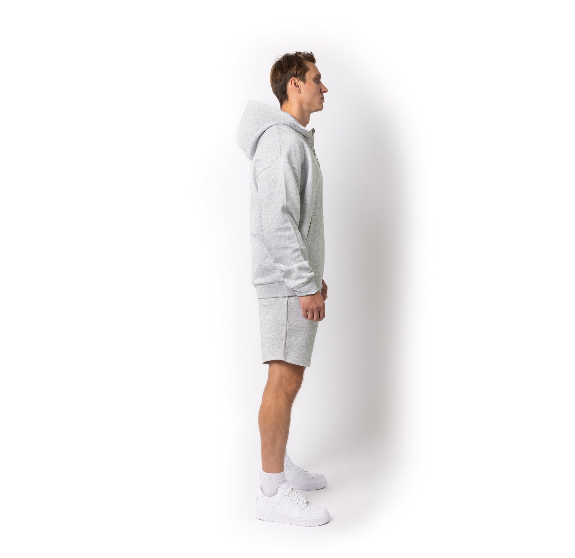 HERO-4220 Unisex Drop Shoulder Scuba 1/2 Zip Hoodie - Ash Heather 4220 Adult HERO Unisex