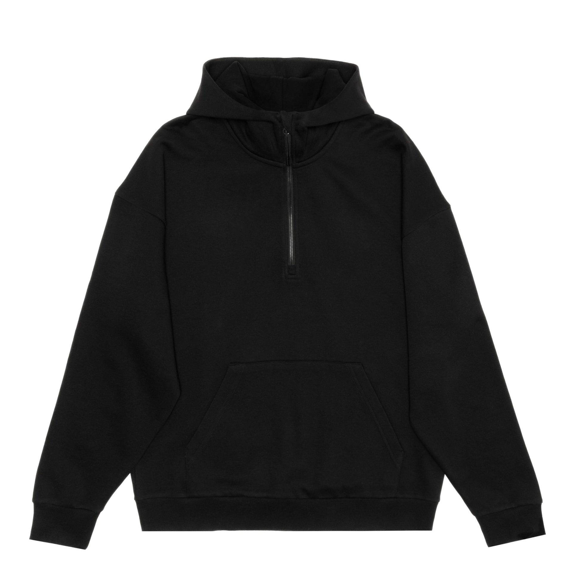 HERO-4220 Unisex Drop Shoulder Scuba 1/2 Zip Hoodie - Black 4220 Adult Black HERO Tops Unisex