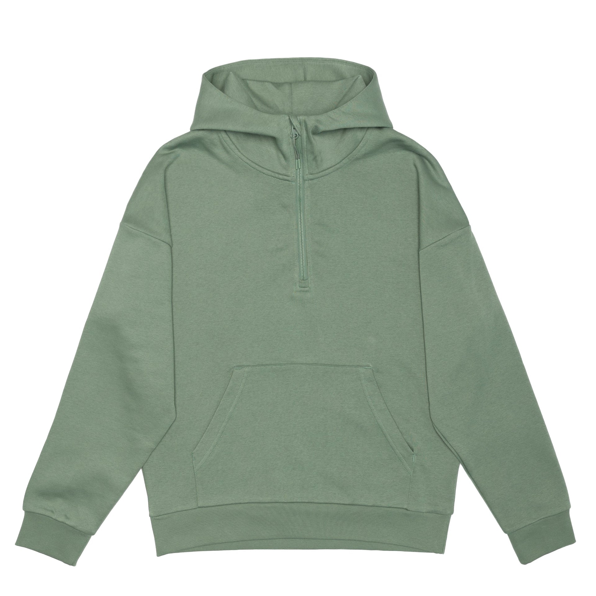 HERO-4220 Unisex Drop Shoulder Scuba 1/2 Zip Hoodie - Dusty Green 4220 Adult HERO Unisex