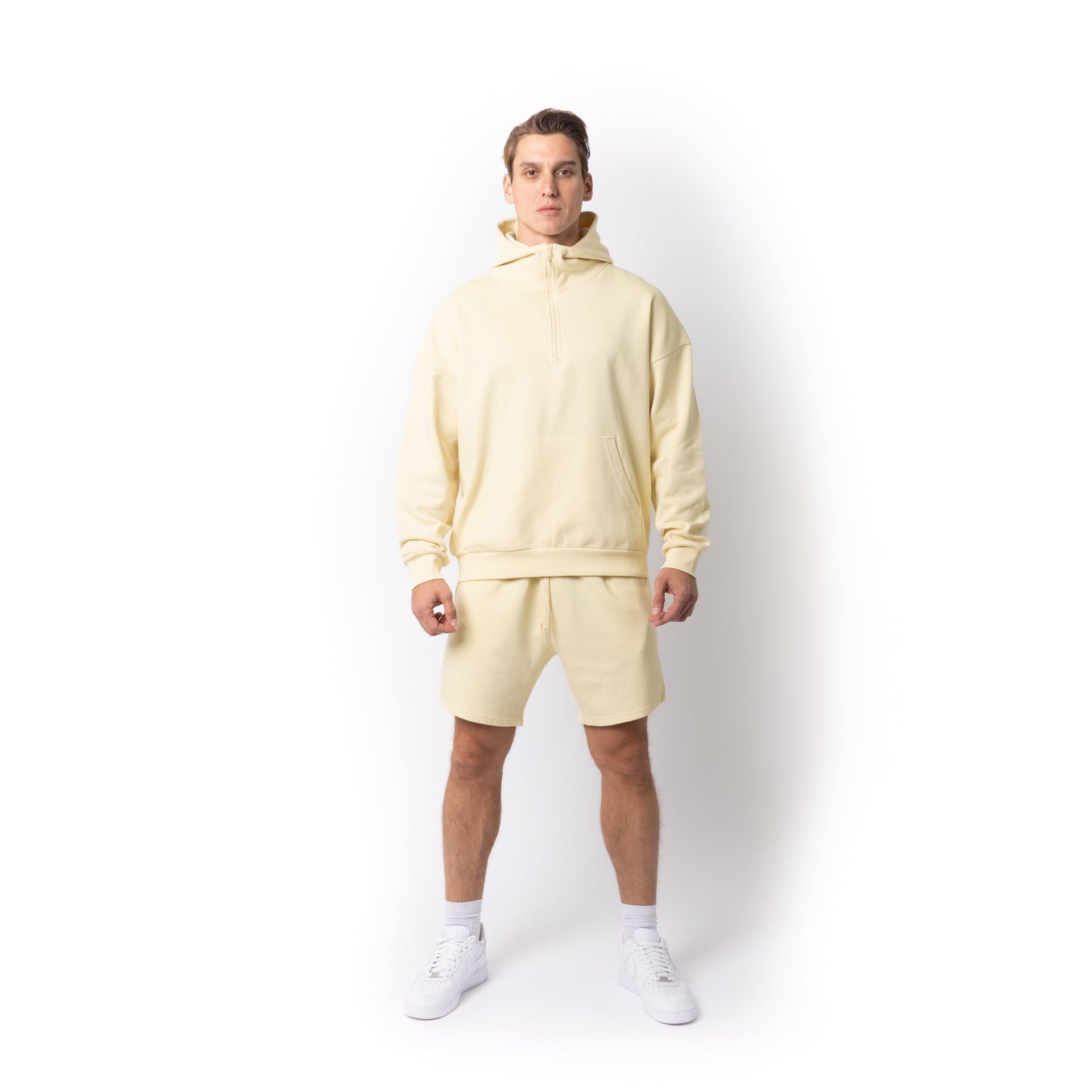 HERO-4220 Unisex Drop Shoulder Scuba 1/2 Zip Hoodie - Ivory 4220 Adult Black HERO Tops Unisex