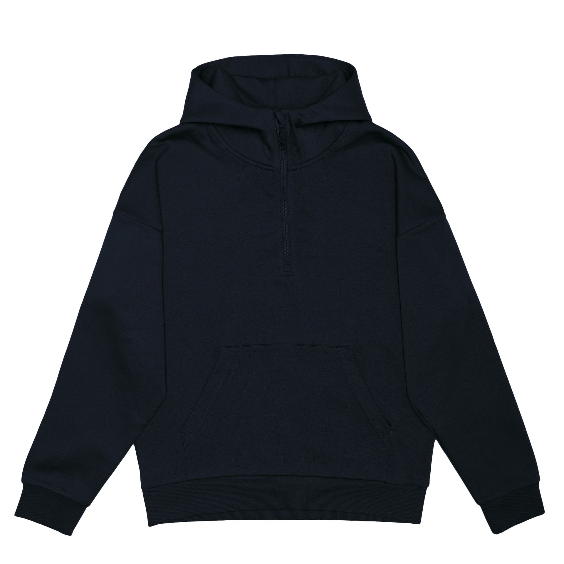 HERO-4220 Unisex Drop Shoulder Scuba 1/2 Zip Hoodie - Navy Blue 4220 Adult Black HERO Tops Unisex