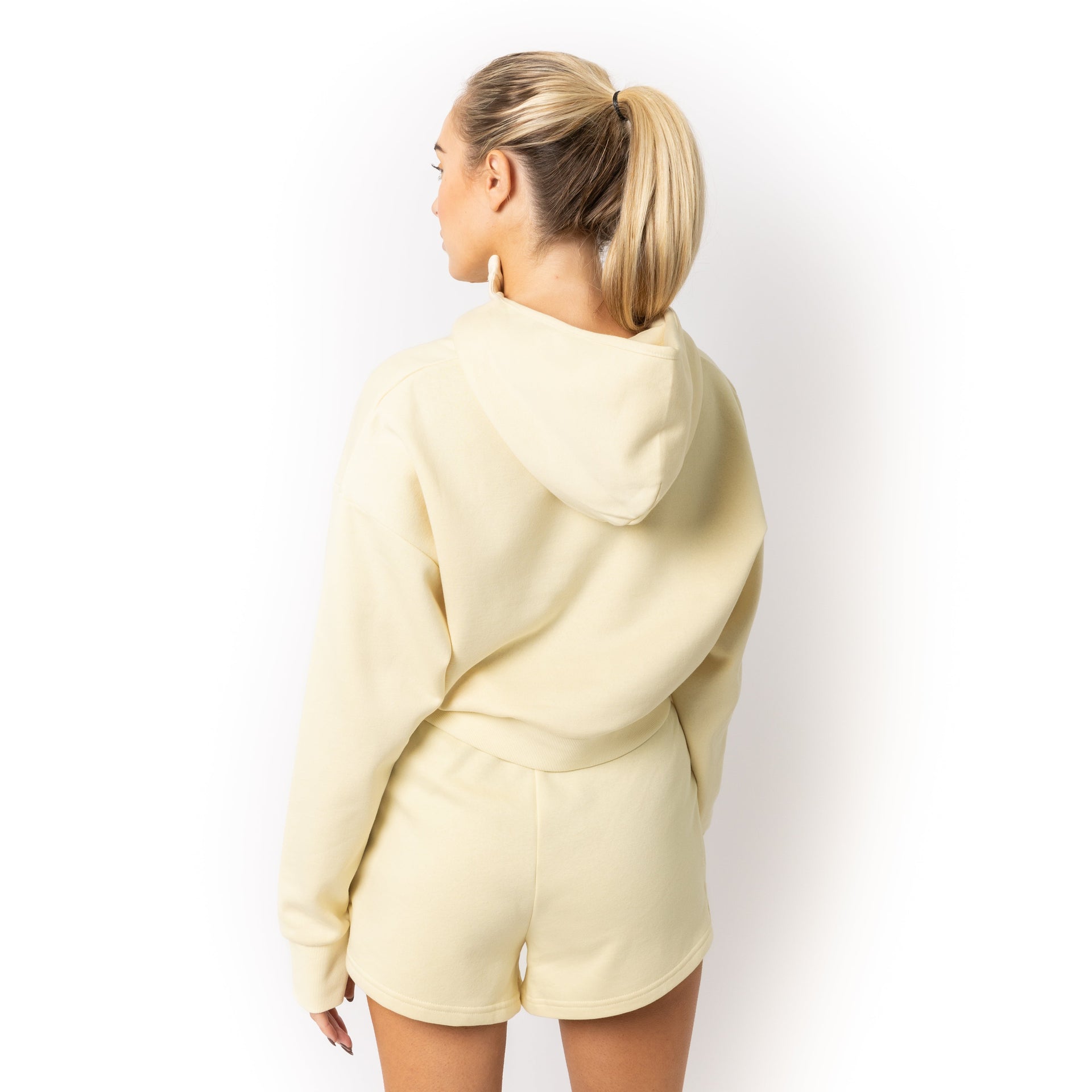 HERO-4220C Cropped Drop Shoulder Scuba 1/2 Zip Hoodie - Ivory 4220C Adult Black HERO Tops Unisex