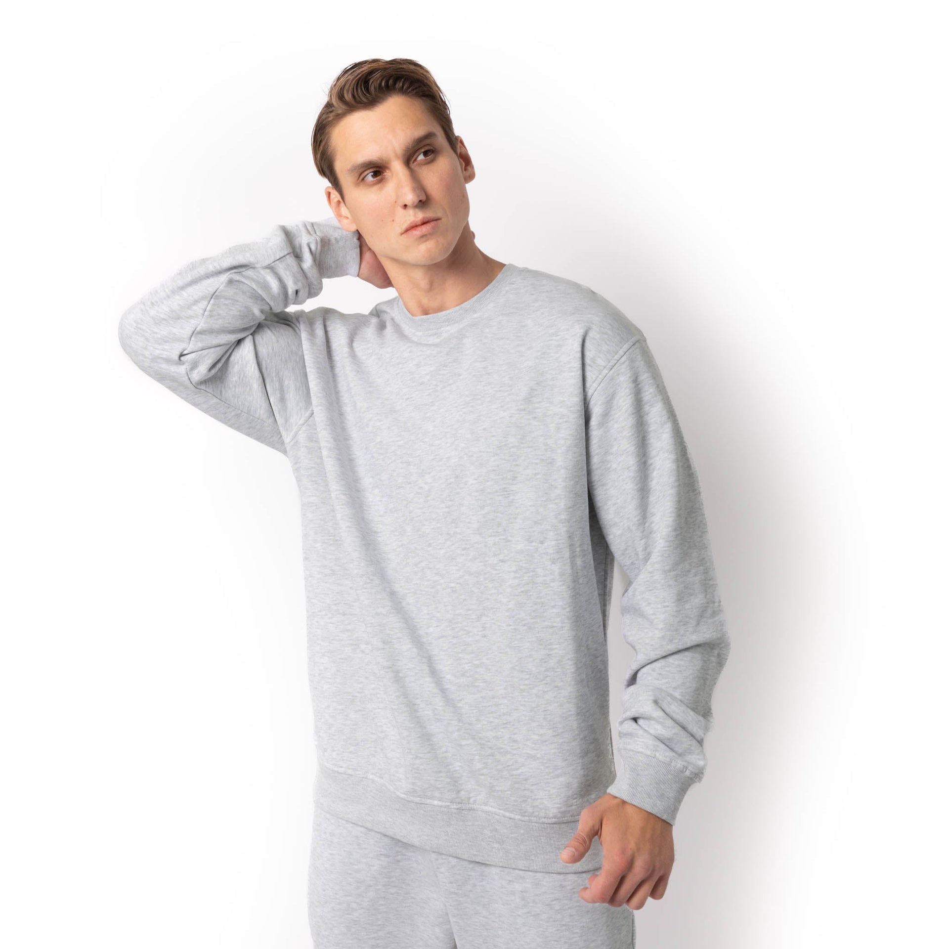 HERO-1020 Unisex Blank Crewneck Sweatshirt - Ash Heather 1020 2022 S/S Adult Crewneck Grey HERO New Tops Unisex