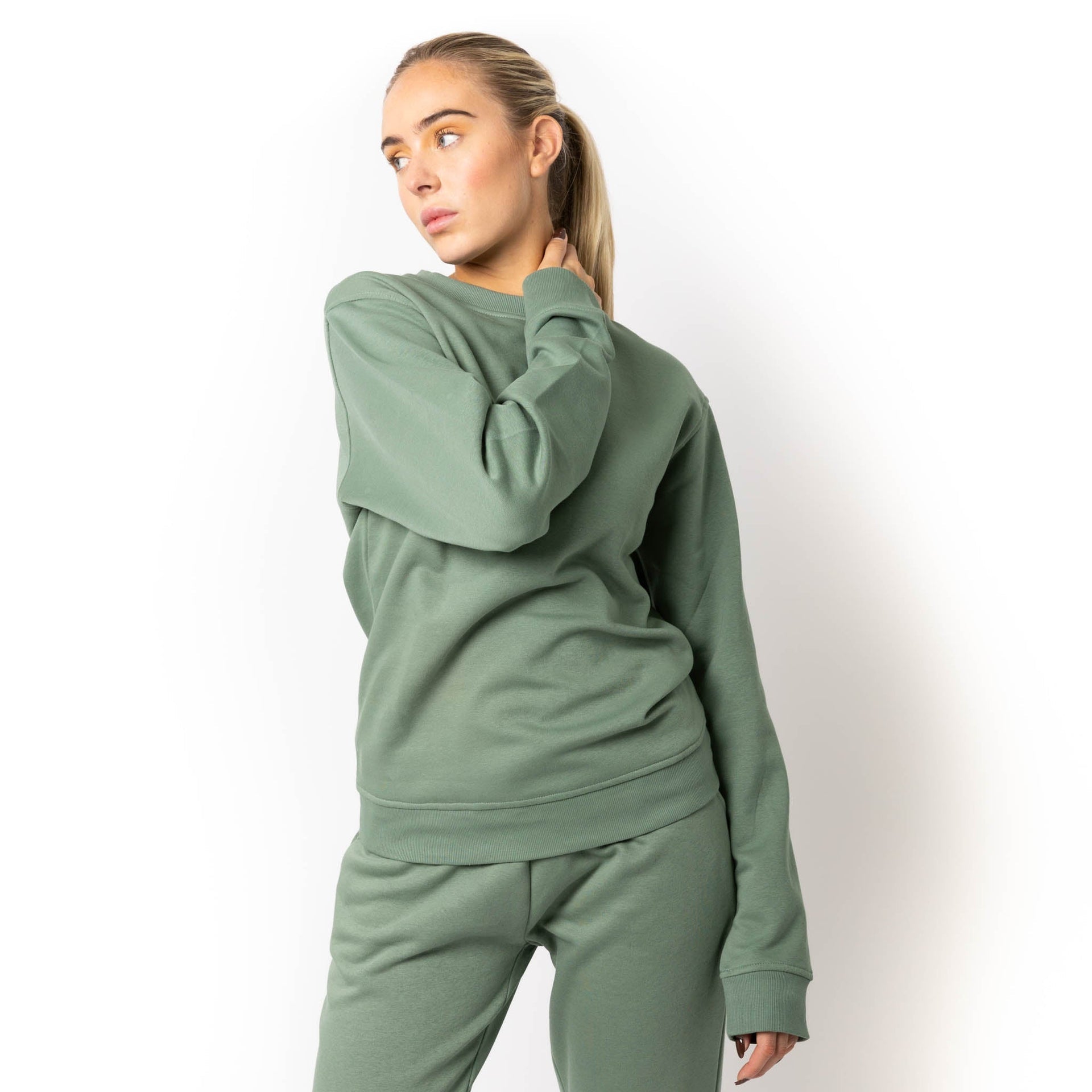 HERO-1020 Unisex Blank Crewneck Sweatshirt - Dusty Green 1020 2022 S/S Adult Crewneck Green HERO New Tops Unisex