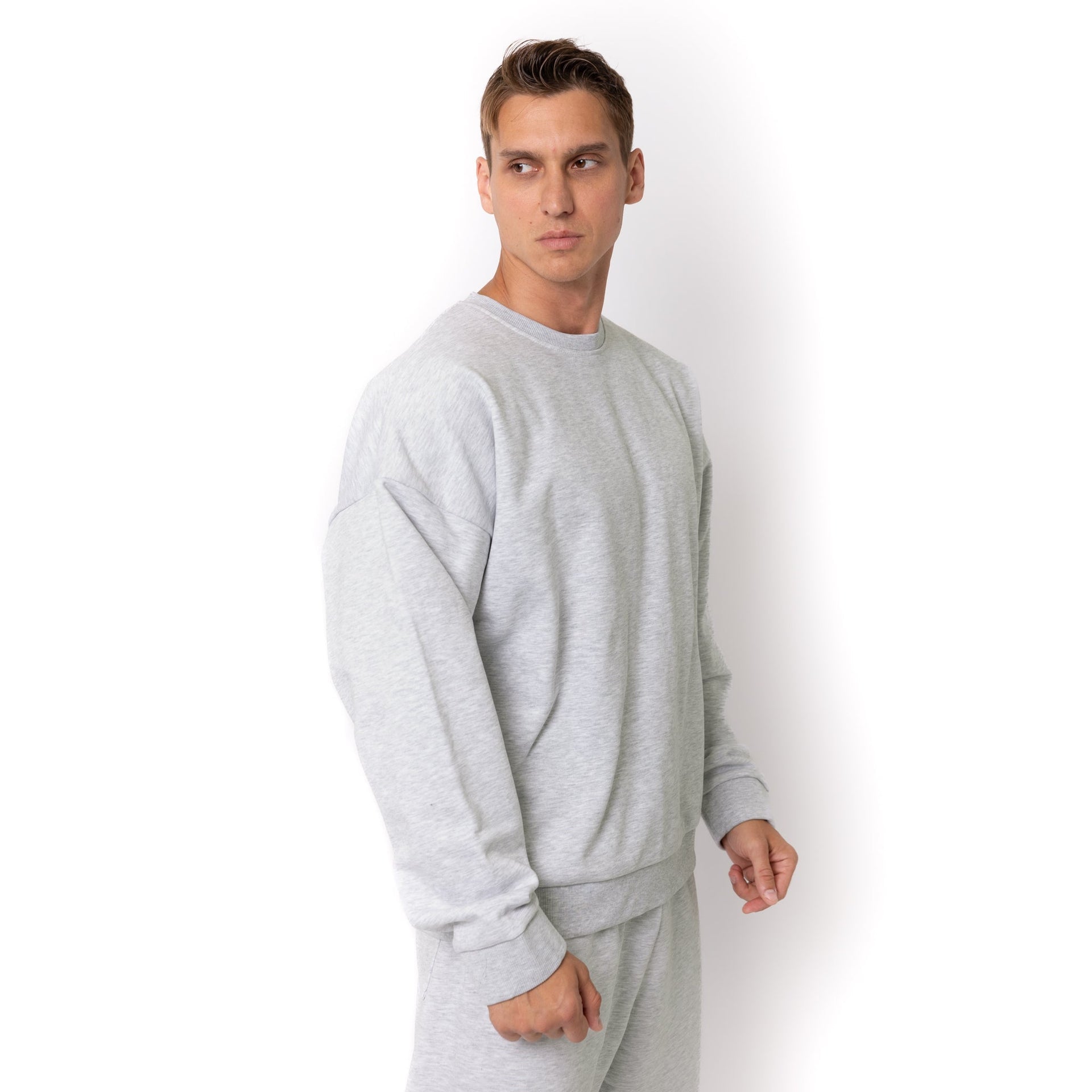 HERO-1050 MAX Unisex Blank Crewneck Sweatshirt - Ash Heather 1050M Adult Crewneck HERO MAX Tops Unisex