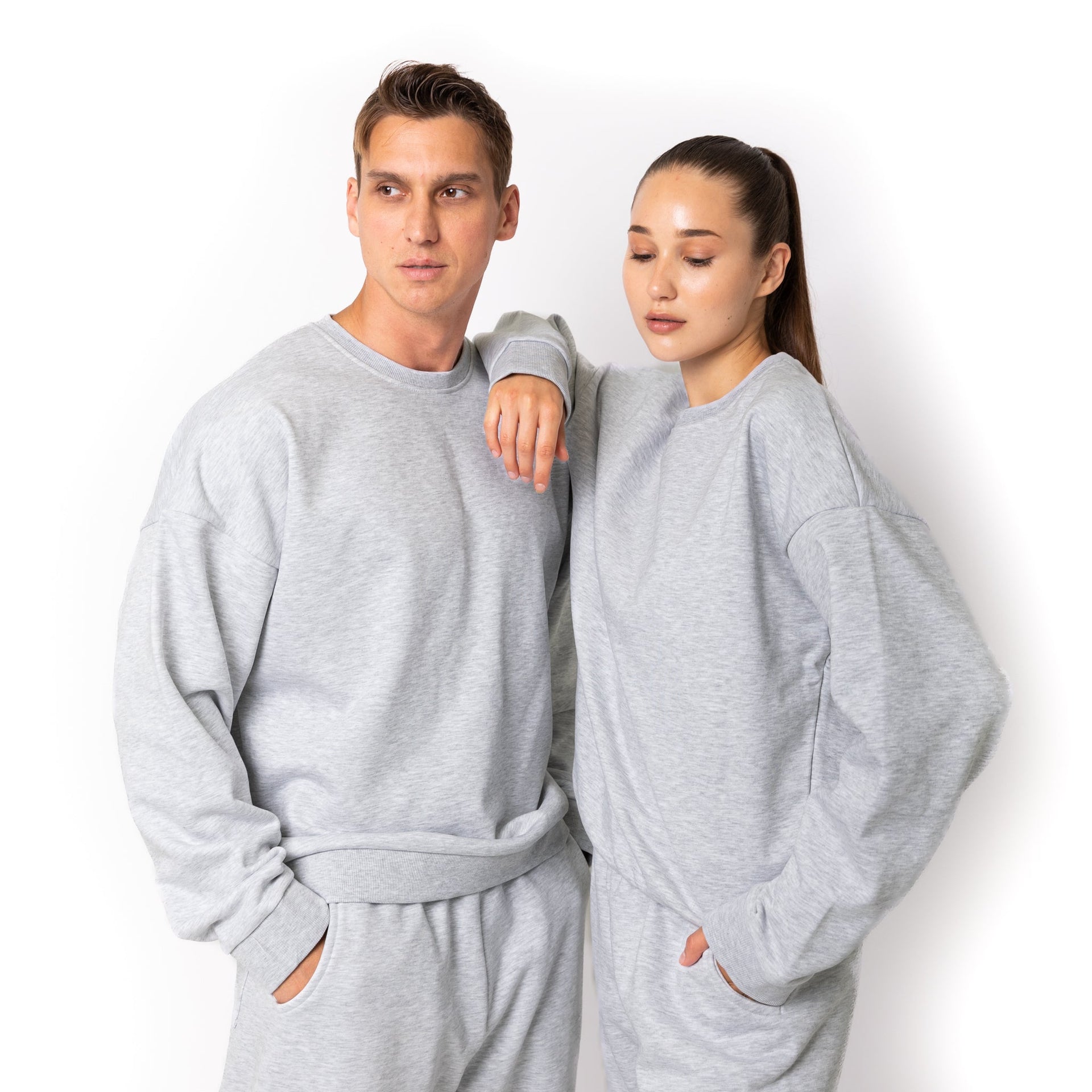 HERO-1050 MAX Unisex Blank Crewneck Sweatshirt - Ash Heather 1050M Adult Crewneck HERO MAX Tops Unisex