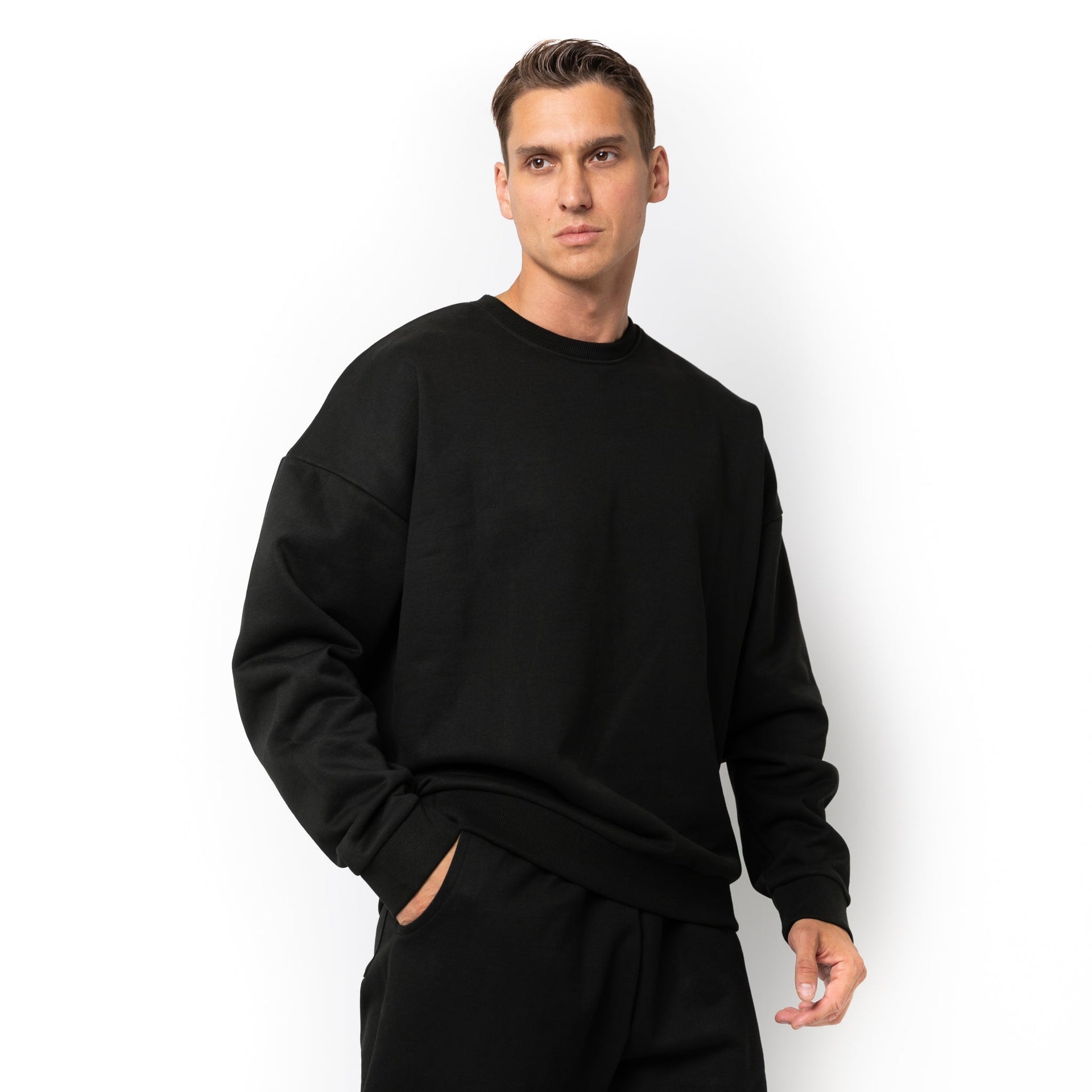 HERO-1050 MAX Unisex Blank Crewneck Sweatshirt - Black 1050M Adult Black Crewneck HERO MAX Tops Unisex