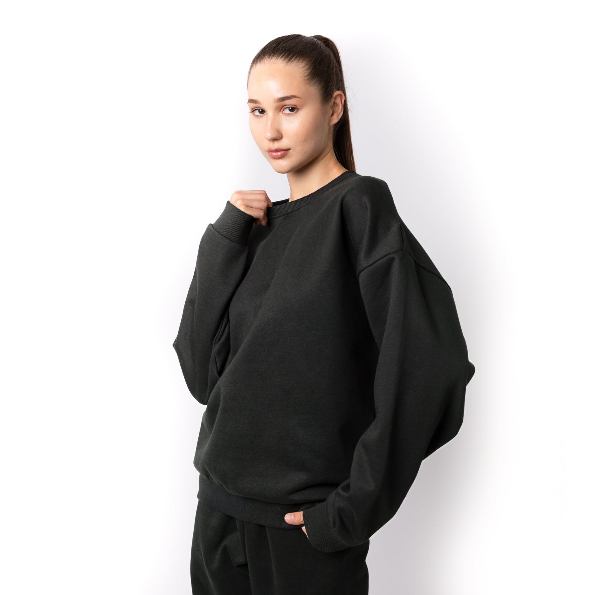 HERO-1050 MAX Unisex Blank Crewneck Sweatshirt - Off Black 1050M Adult Black Crewneck HERO MAX Tops Unisex