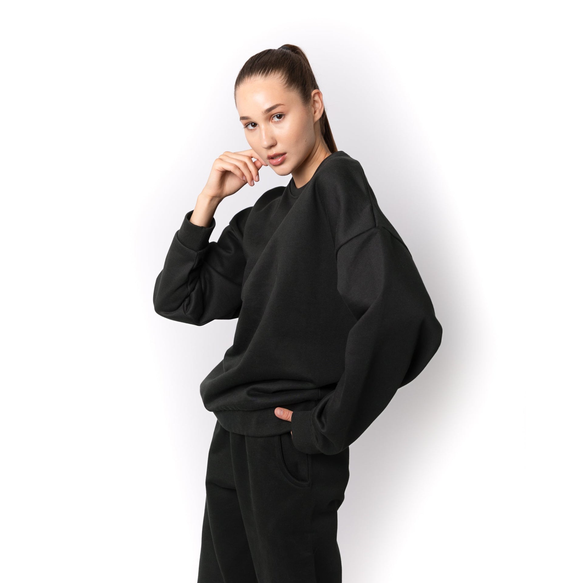 HERO-1050 MAX Unisex Blank Crewneck Sweatshirt - Off Black 1050M Adult Black Crewneck HERO MAX Tops Unisex