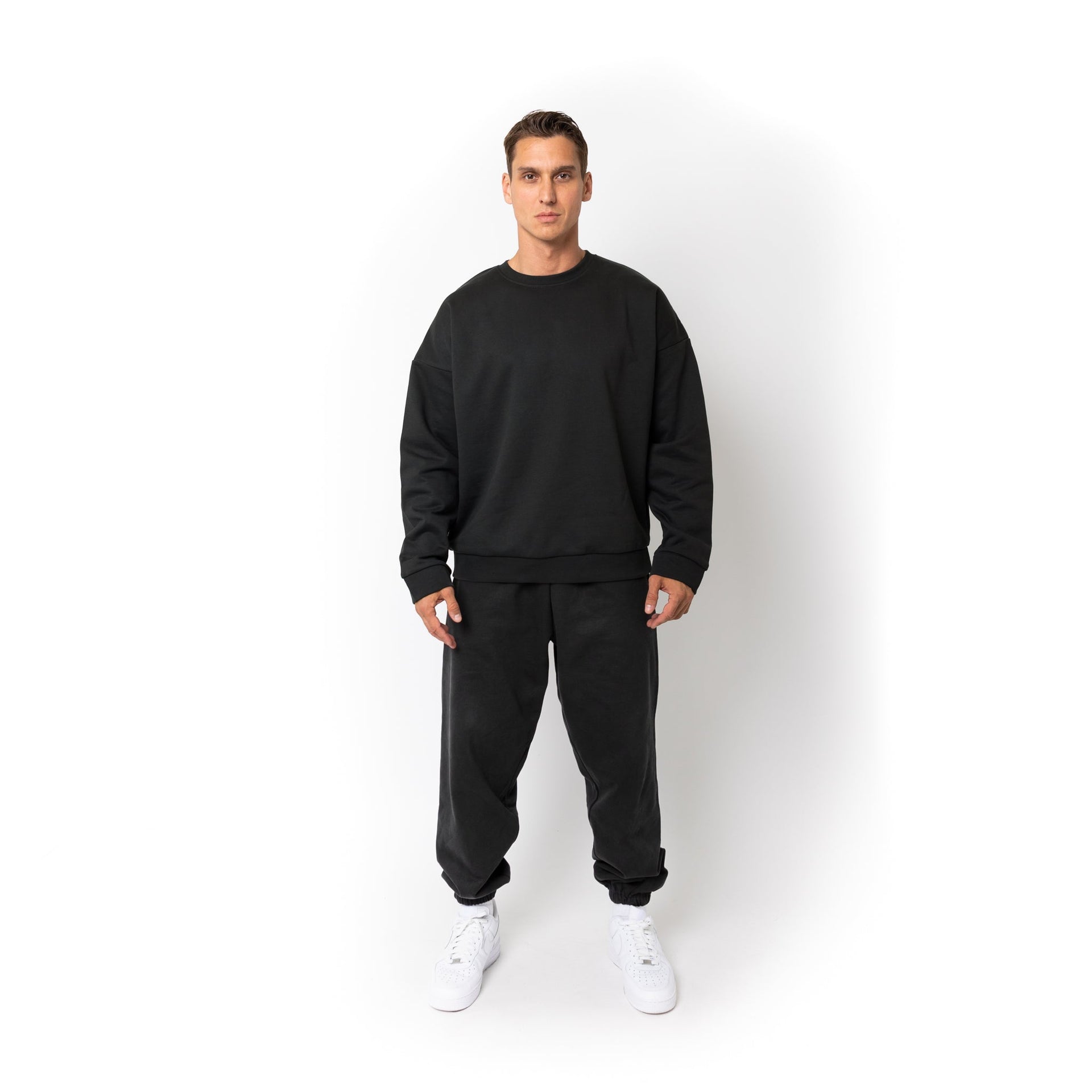 HERO-1050 MAX Unisex Blank Crewneck Sweatshirt - Off Black 1050M Adult Black Crewneck HERO MAX Tops Unisex