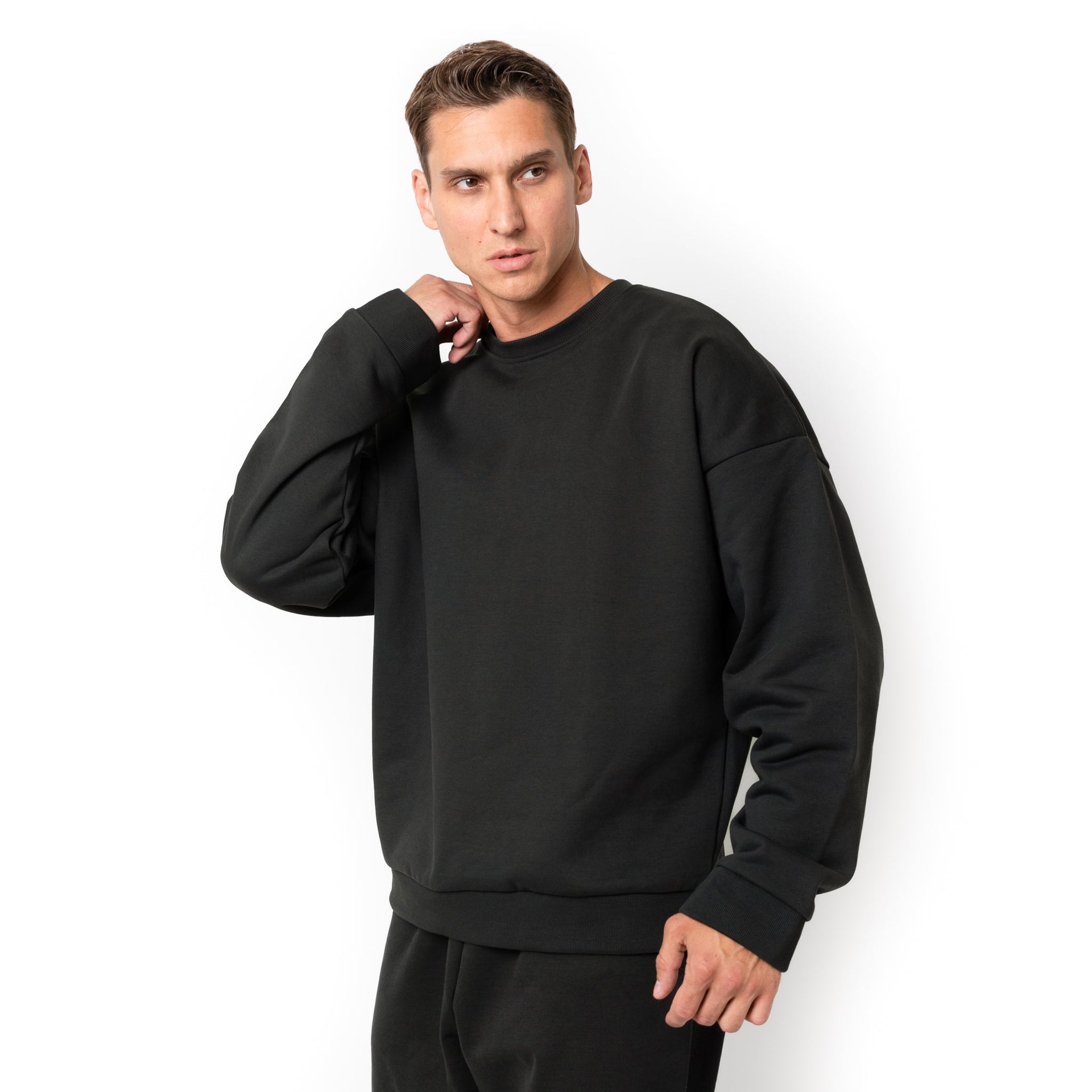 HERO-1050 MAX Unisex Blank Crewneck Sweatshirt - Off Black 1050M Adult Black Crewneck HERO MAX Tops Unisex