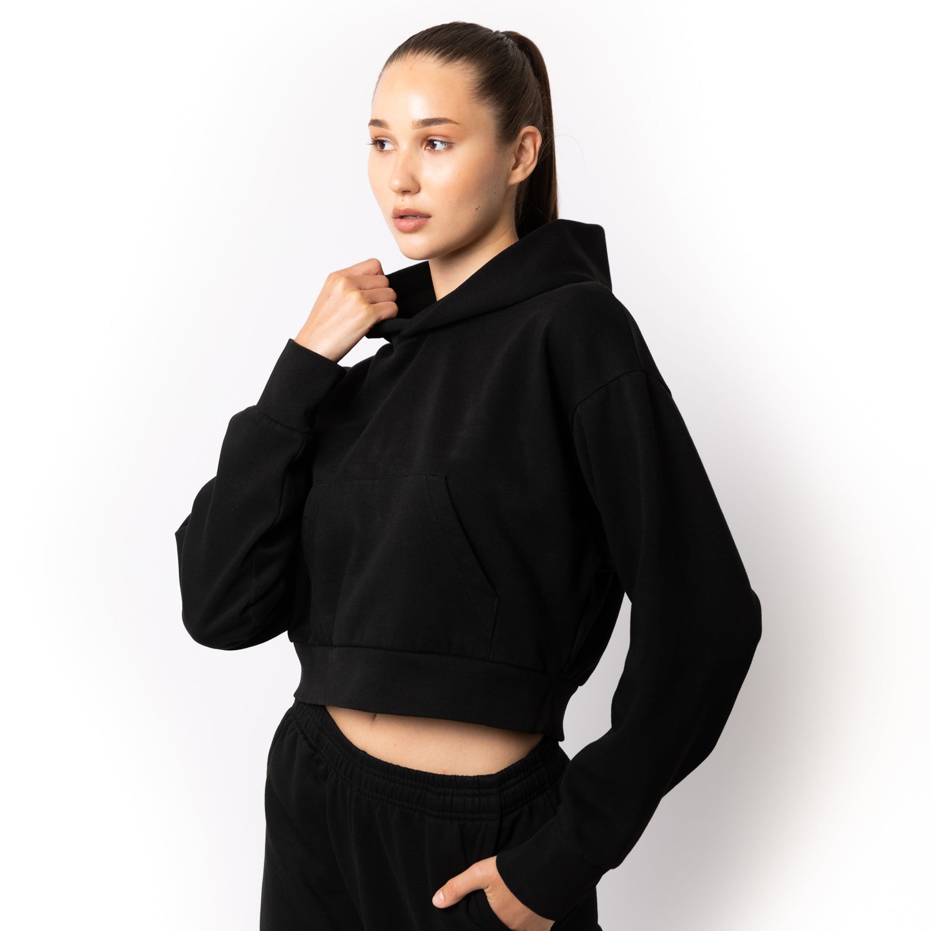 HERO-2120C Cropped Drop Shoulder Pullover Hoodie - Black 2120C 3XL 4XL 5XL Adult Black HERO Tops Unisex