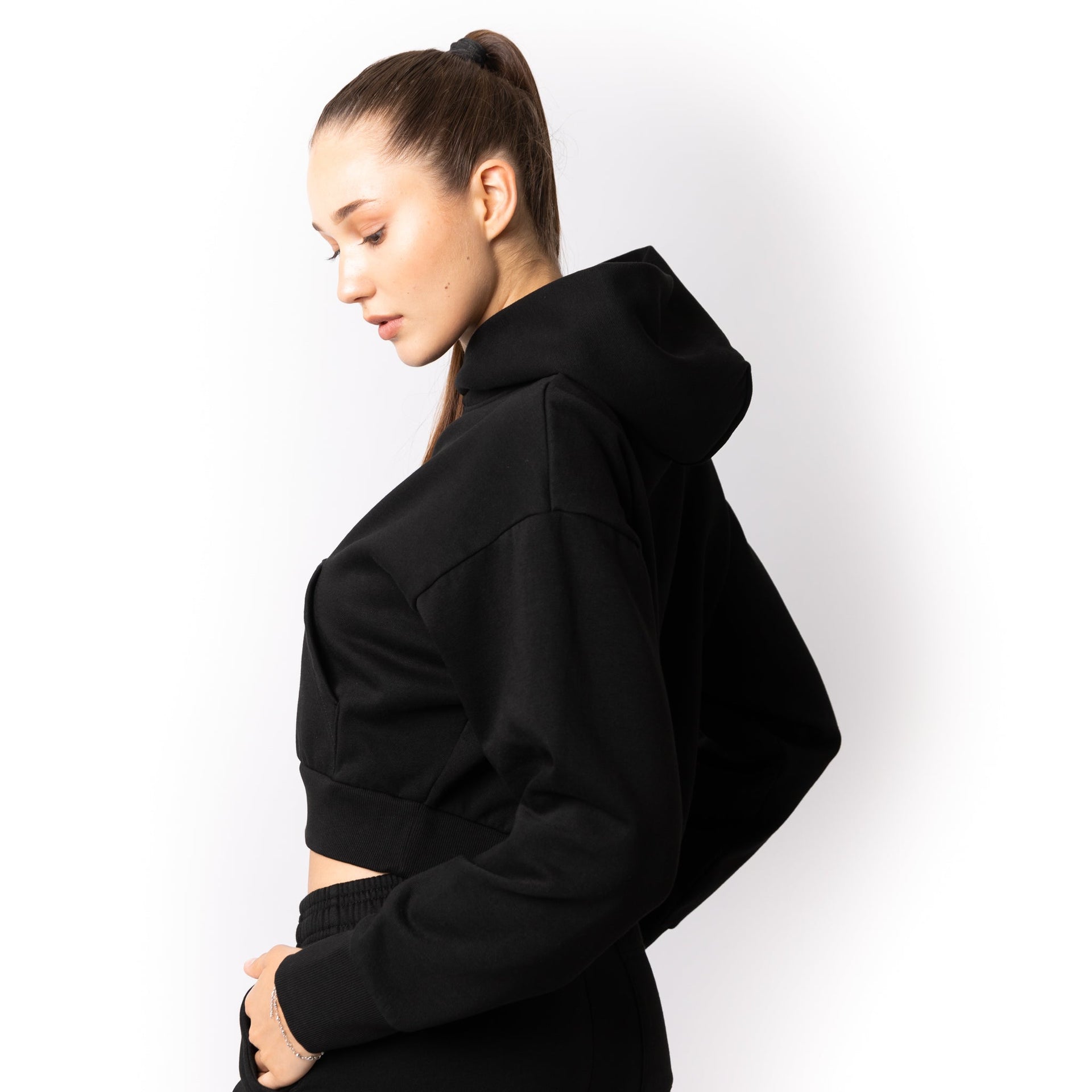 HERO-2120C Cropped Drop Shoulder Pullover Hoodie - Black 2120C 3XL 4XL 5XL Adult Black HERO Tops Unisex