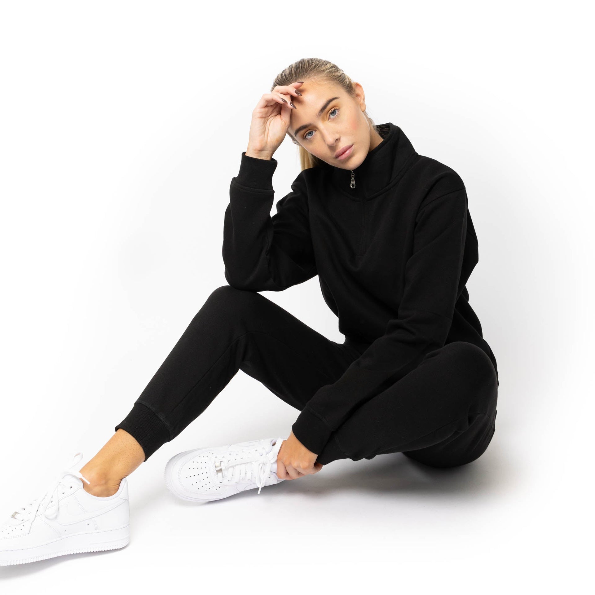 HERO-4020 Unisex Quarter Zip Sweatshirt - Black 4020 Adult Black HERO Quarter Zip Tops Unisex