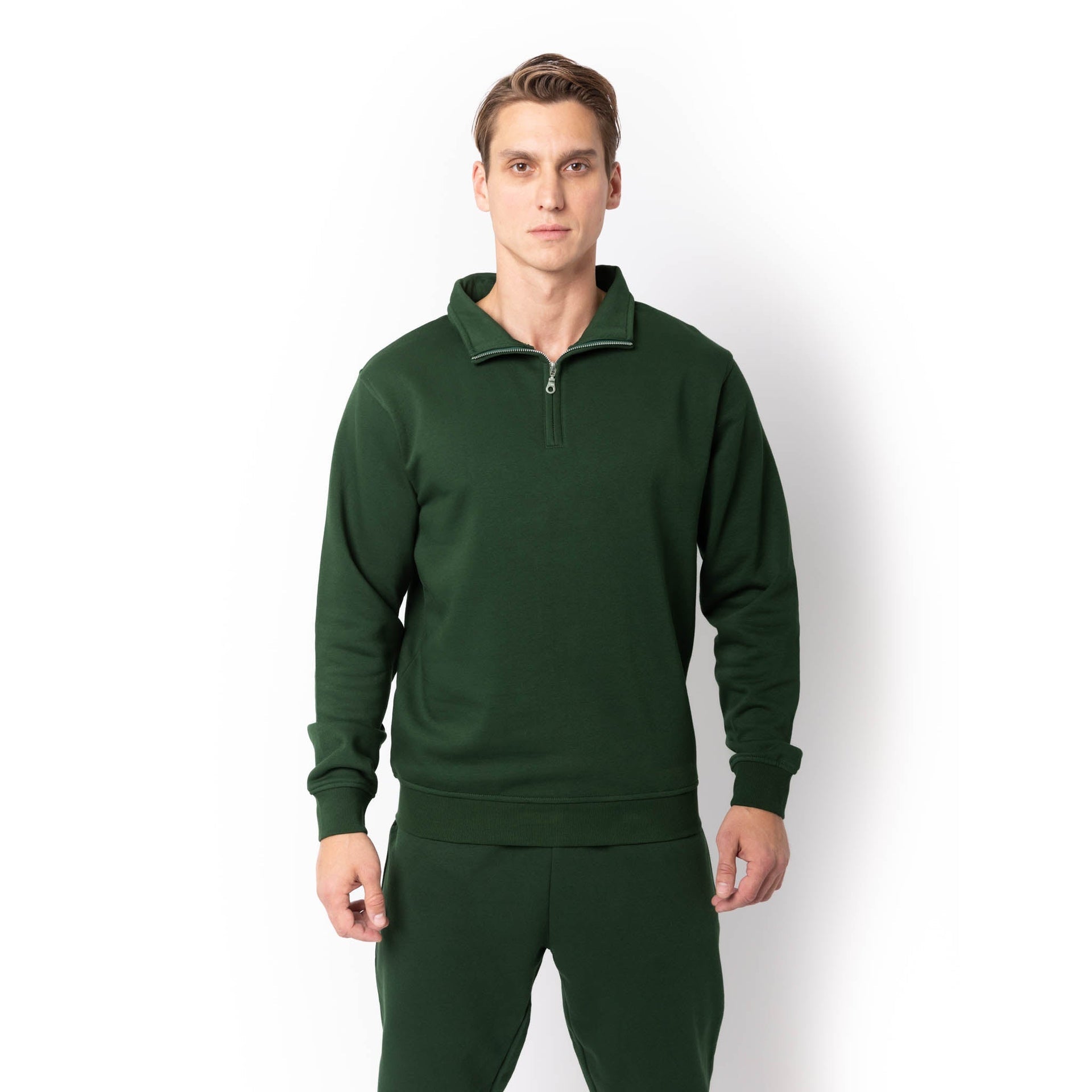 HERO-4020 Unisex Quarter Zip Sweatshirt - Forest Green 4020 Adult Forest Green HERO Quarter Zip Tops Unisex