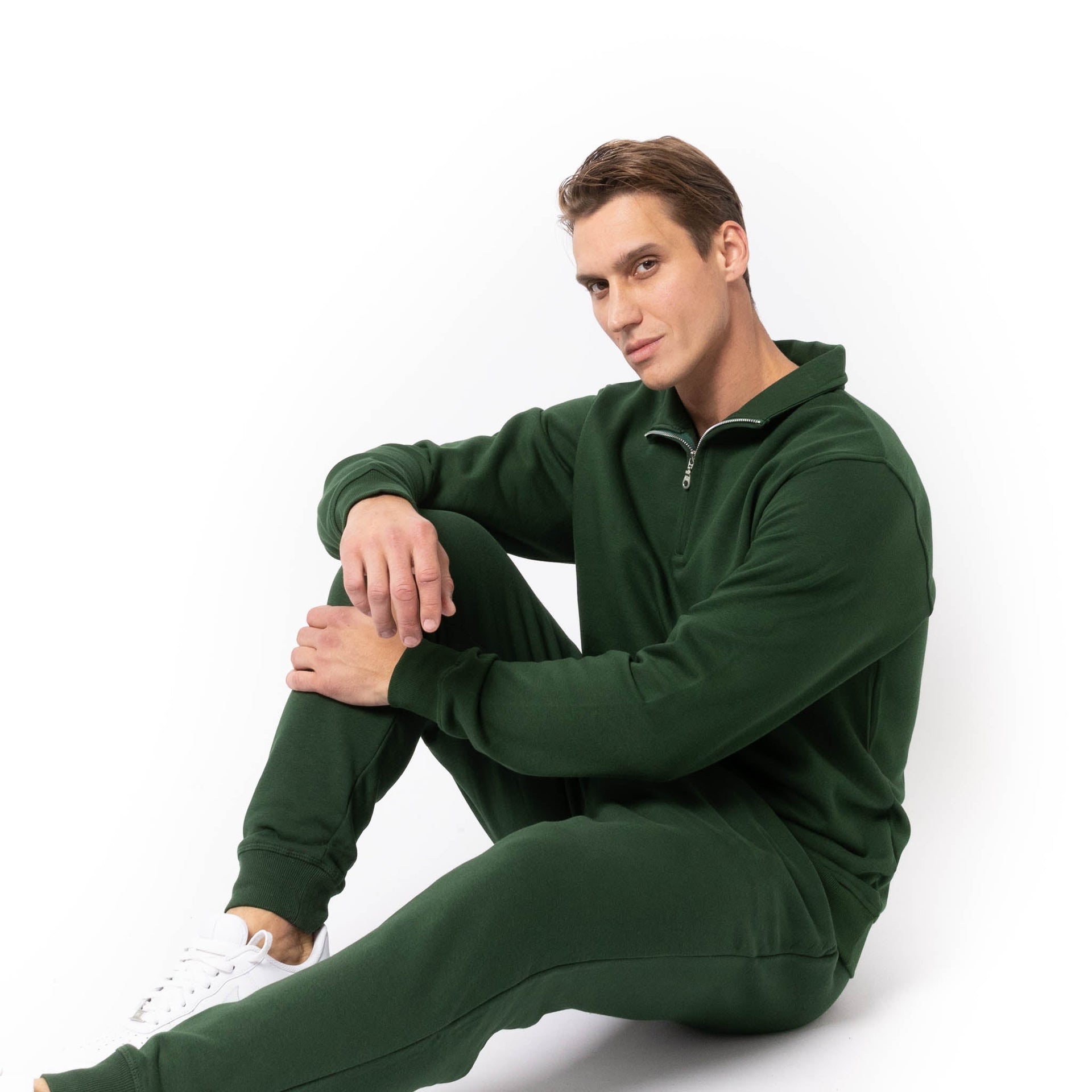 HERO-4020 Unisex Quarter Zip Sweatshirt - Forest Green 4020 Adult Forest Green HERO Quarter Zip Tops Unisex