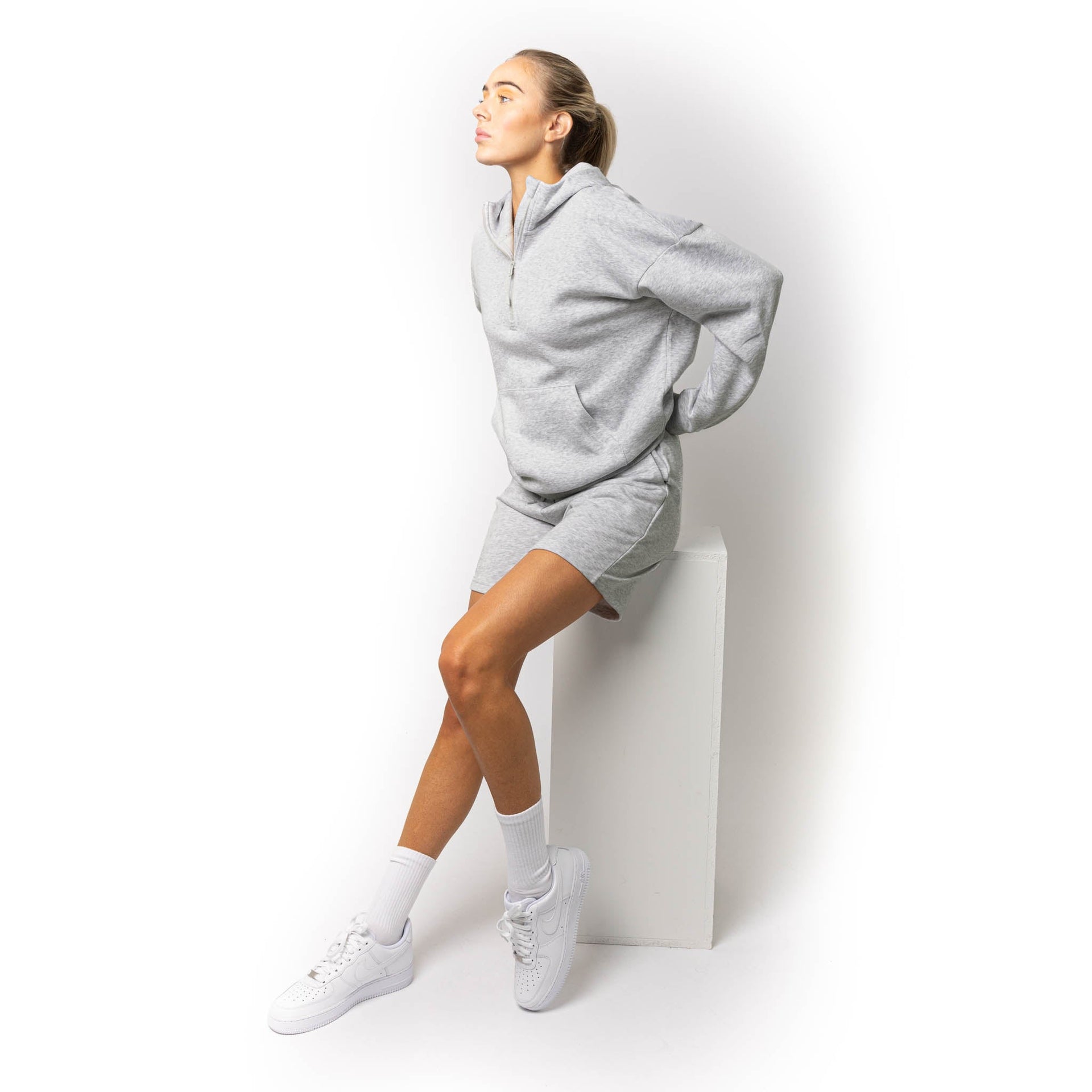 HERO-4220 Unisex Drop Shoulder Scuba 1/2 Zip Hoodie - Ash Heather 4220 Adult HERO Unisex