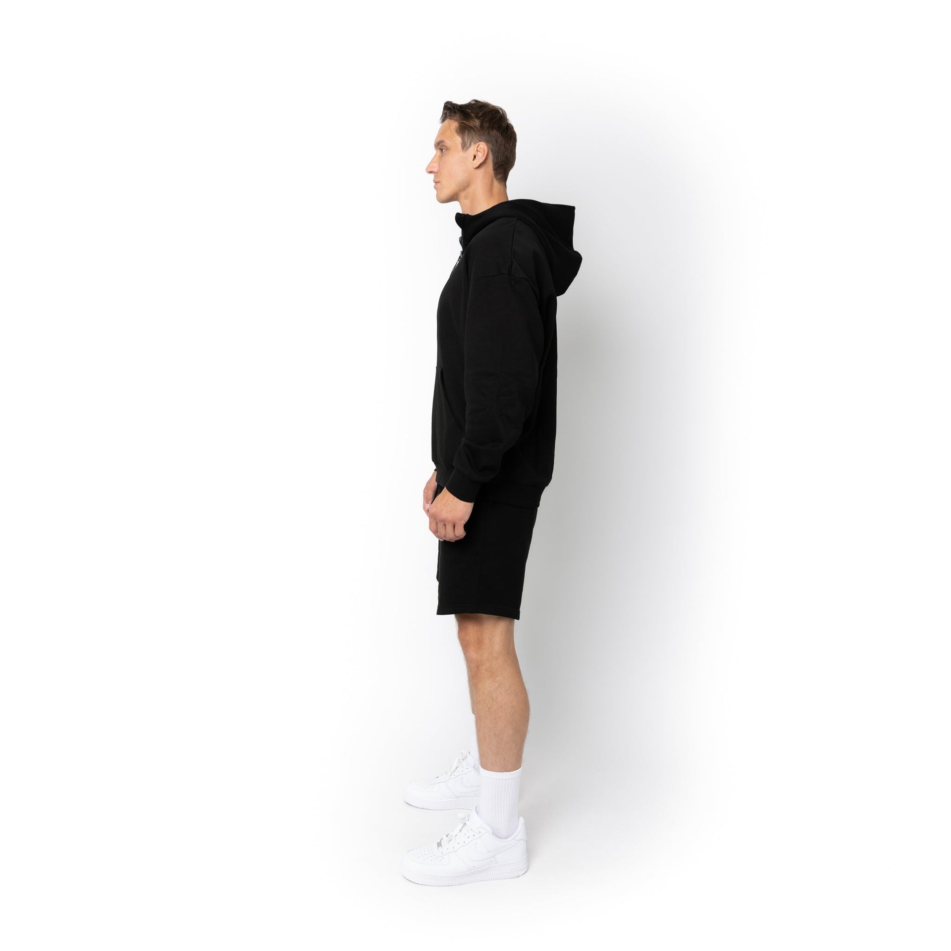 HERO-4220 Unisex Drop Shoulder Scuba 1/2 Zip Hoodie - Black 4220 Adult Black HERO Tops Unisex