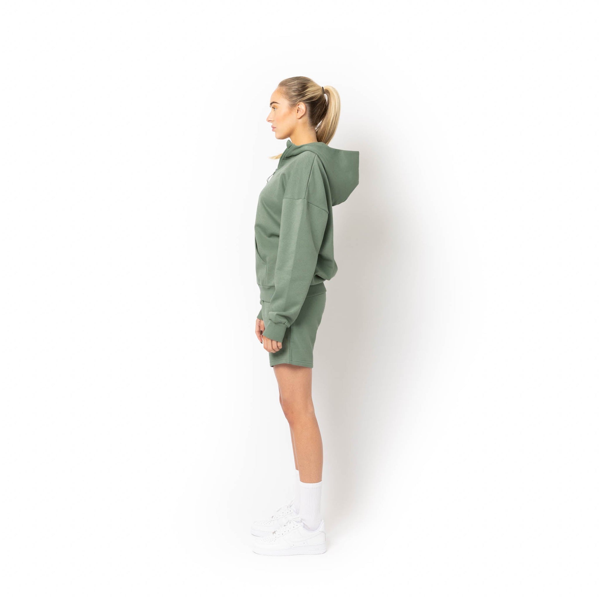 HERO-4220 Unisex Drop Shoulder Scuba 1/2 Zip Hoodie - Dusty Green 4220 Adult HERO Unisex