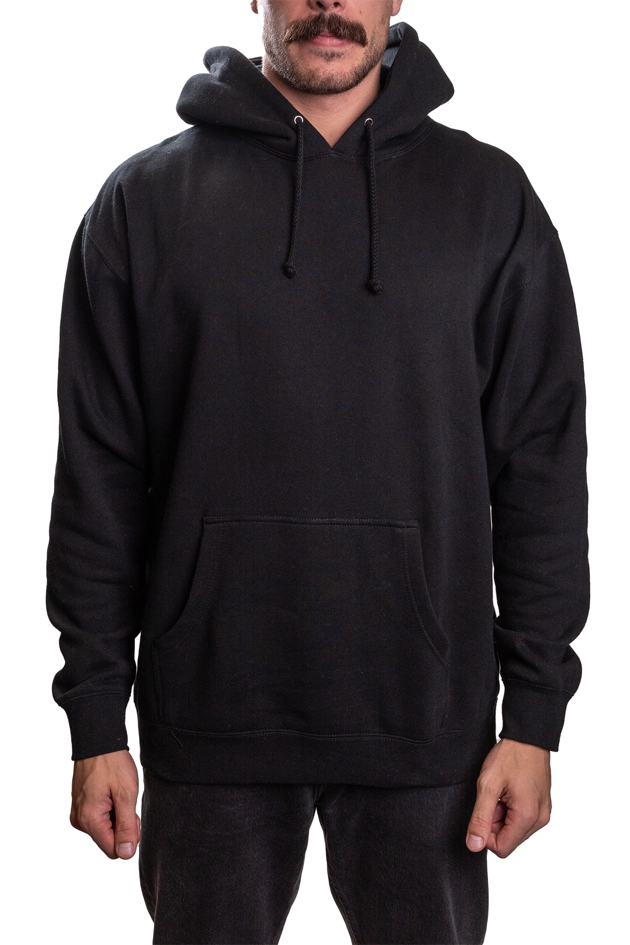IND4000G - Mens Organic / Recycled Hooded Pullover Black BASIC FLEECE Heavyweight IND4000 IND4000G INDEPENDENT MEN ORGANIC PULLOVERS RECYCLED REGULAR tearaway
