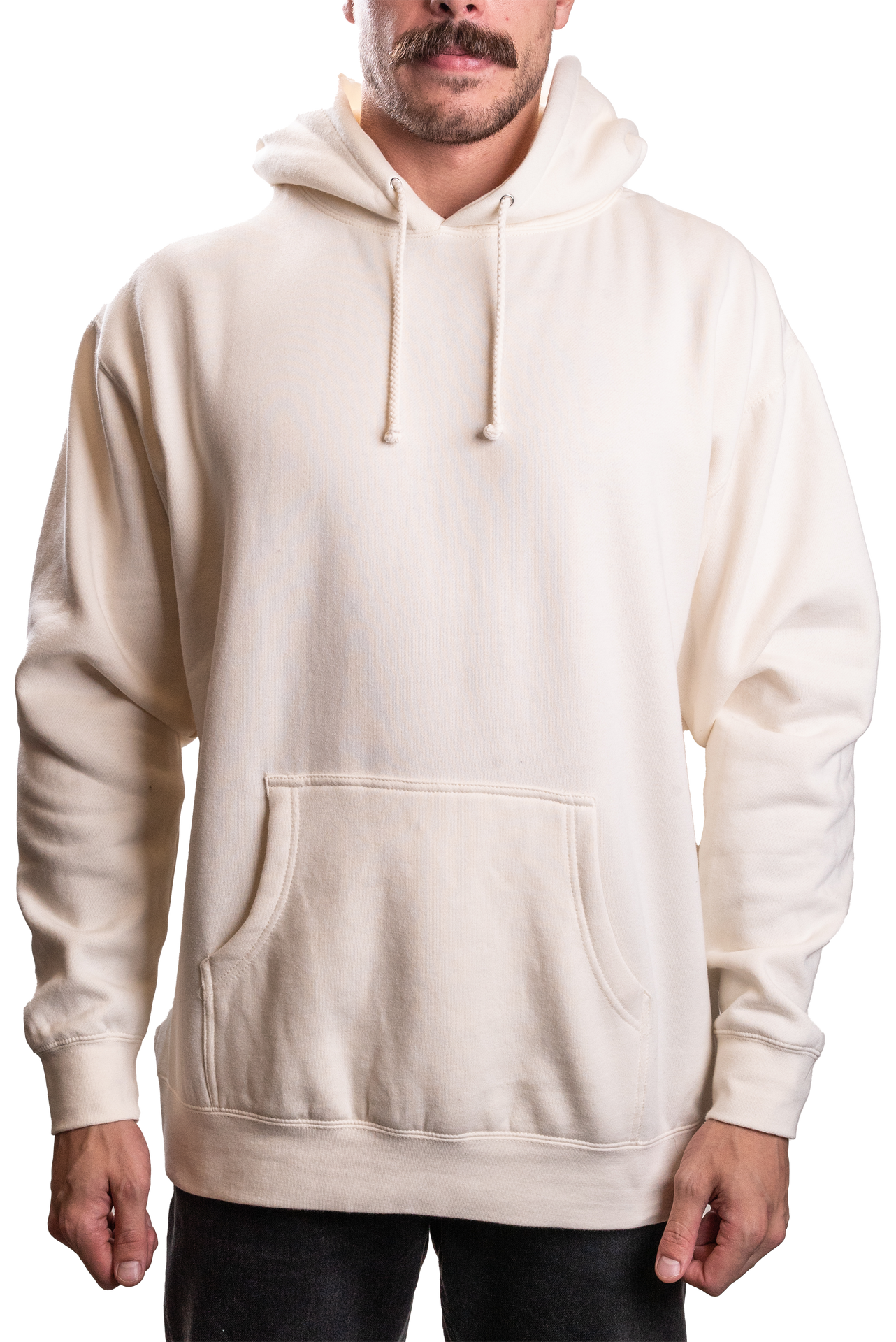 IND4000G - Mens Organic / Recycled Hooded Pullover Bone BASIC FLEECE Heavyweight IND4000 IND4000G INDEPENDENT MEN ORGANIC PULLOVERS RECYCLED REGULAR tearaway