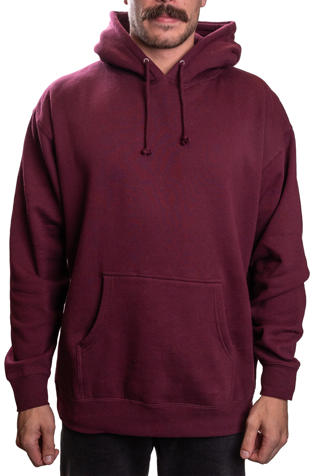 IND4000G - Mens Organic / Recycled Hooded Pullover Maroon BASIC FLEECE Heavyweight IND4000 IND4000G INDEPENDENT MEN ORGANIC PULLOVERS RECYCLED REGULAR tearaway