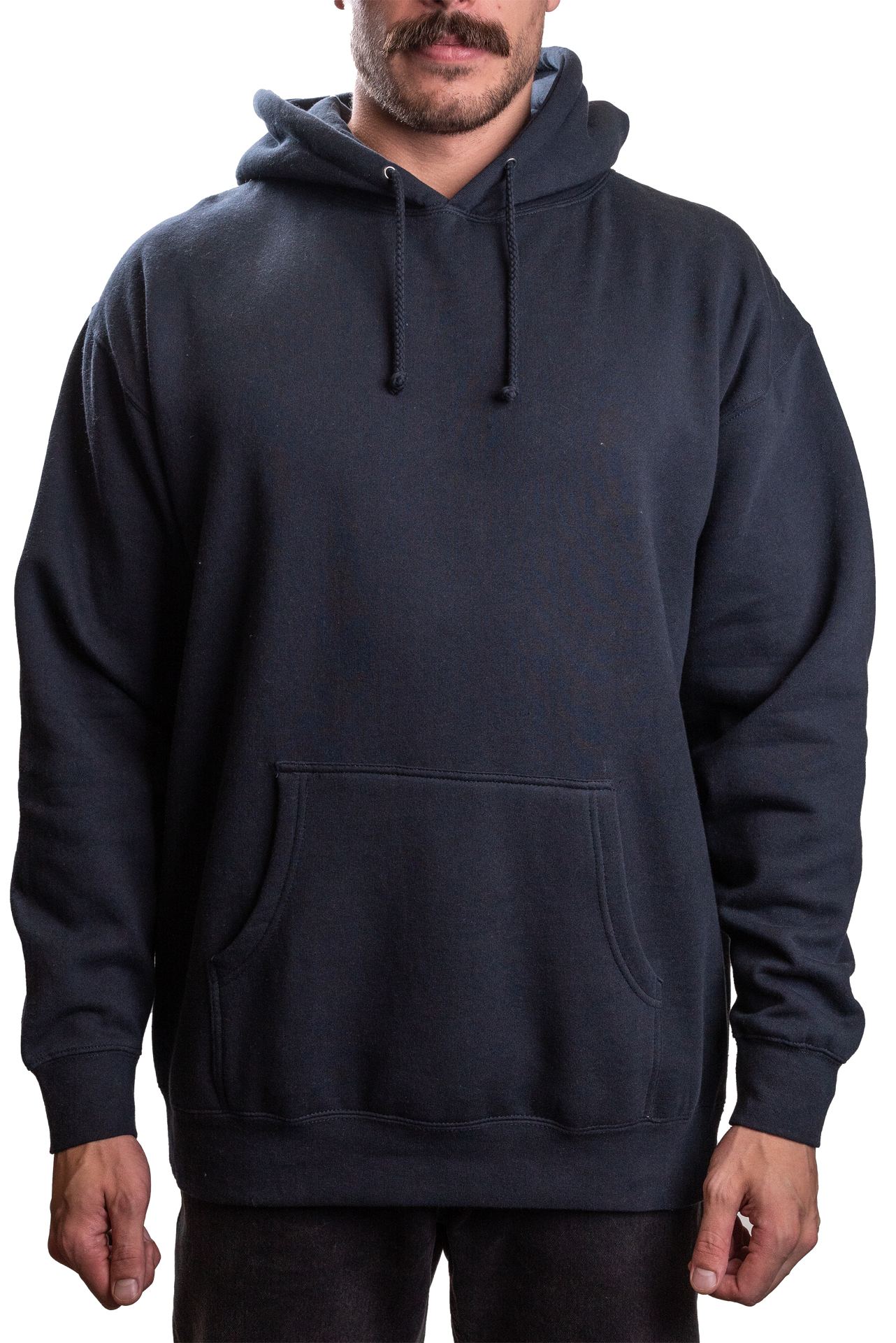 IND4000G - Mens Organic / Recycled Hooded Pullover Navy BASIC FLEECE Heavyweight IND4000 IND4000G INDEPENDENT MEN ORGANIC PULLOVERS RECYCLED REGULAR tearaway