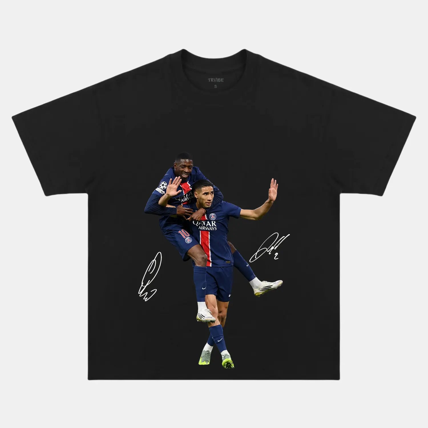 OUSMANE DEMBÉLÉ & ACHRAF HAKIMI VINTAGE CLOTHES BLACK TEE SOCCER SPORT