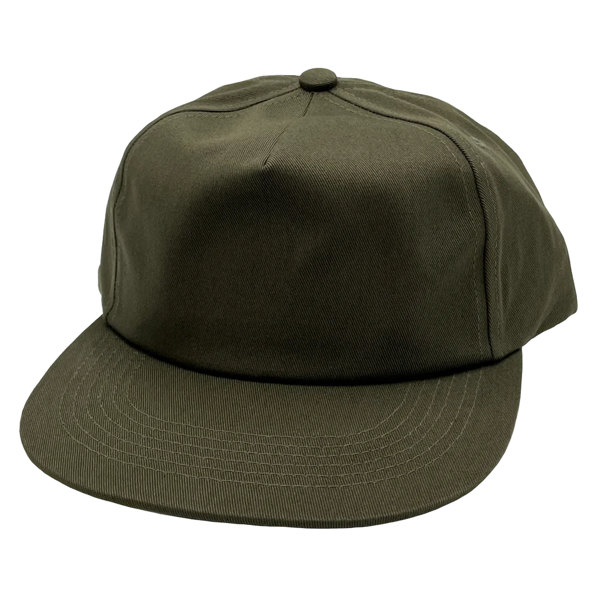 GNV-CT011 - 5 Panels Unstructured Flat Bill Olive One Size 5 PANELS 5 PANELS - UNSTRUCTURED COTTON FLAT FLAT BILL mid profile nissi caps SNAPBACK UNISEX UNSTRUCTURED