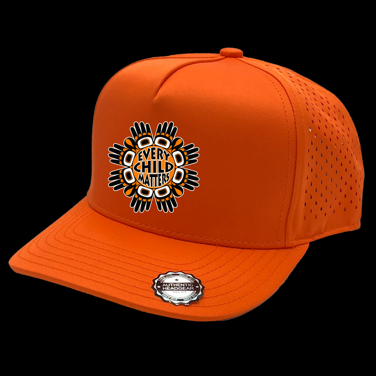 Perforated Orange Cap with 'Every Child Matters' Hands Maple Leaf Design