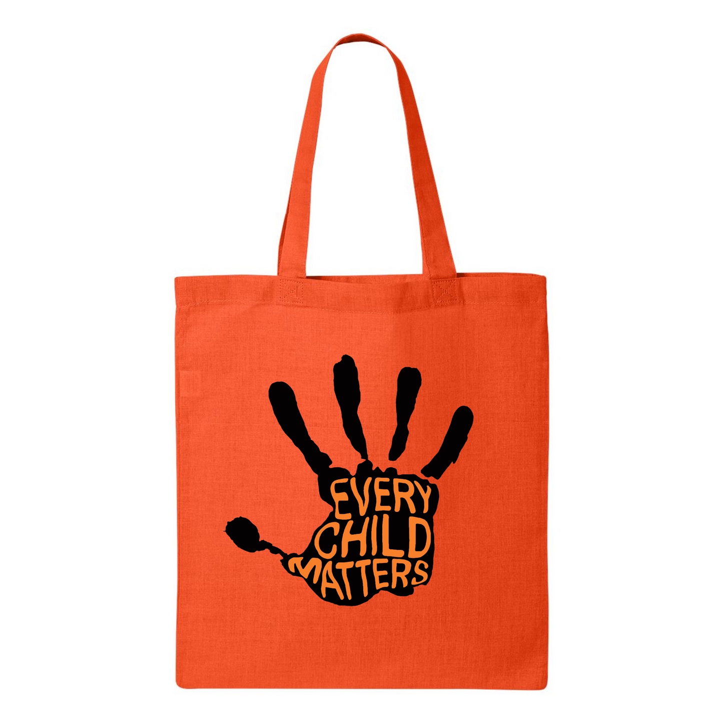 Every Child Matters" Cotton Tote Bag – Handprint Design Black Print every child matters orange shirt day Reconciliation tote