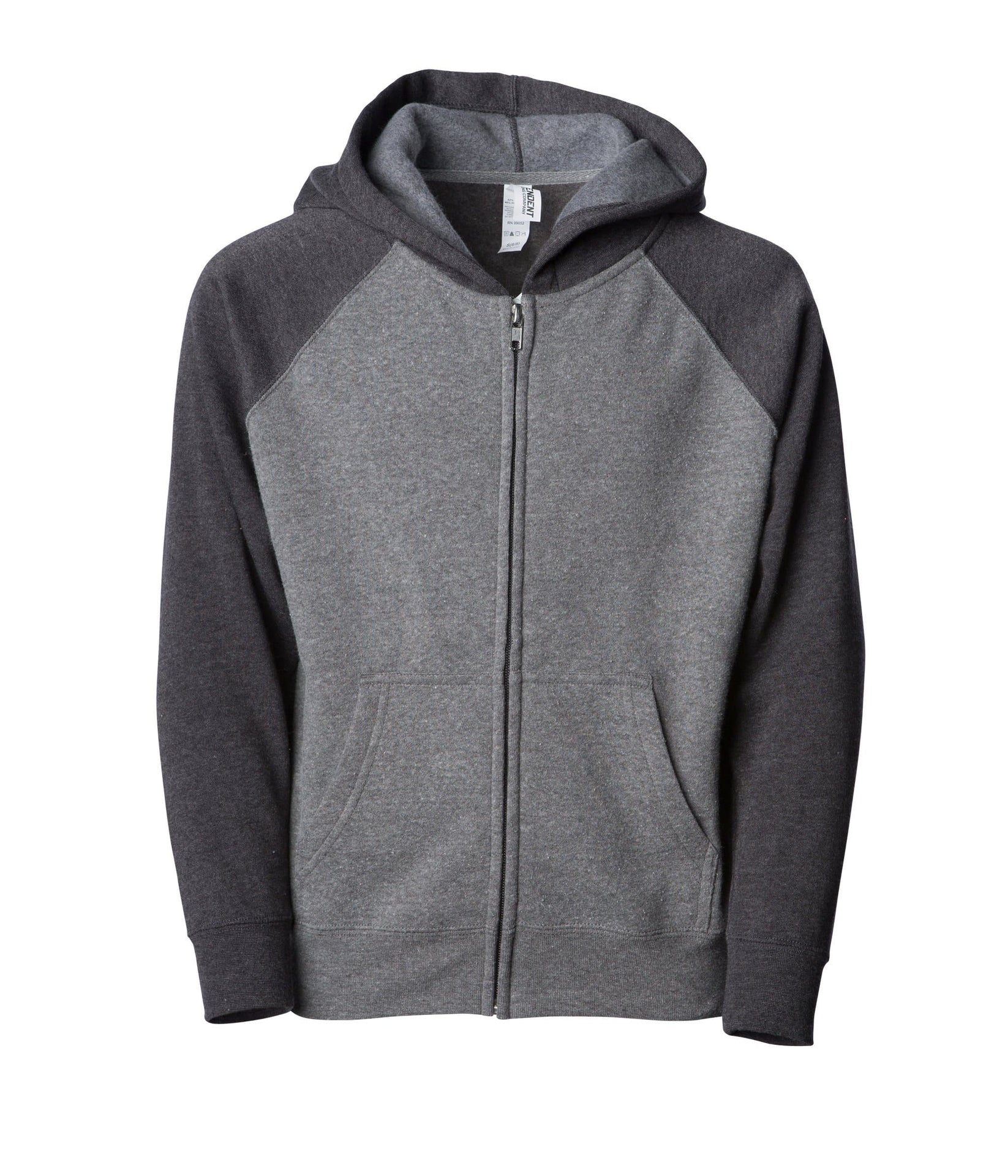 PRM15YSBZ - Youth Lightweight Special Blend Raglan Zip Hood Nickel Carbon COTTON / POLYESTER hoodie INDEPENDENT Lightweight PREMIUM PRM15 PRM15YSBZ REGULAR SPECIAL BLEND tearaway YOUTH