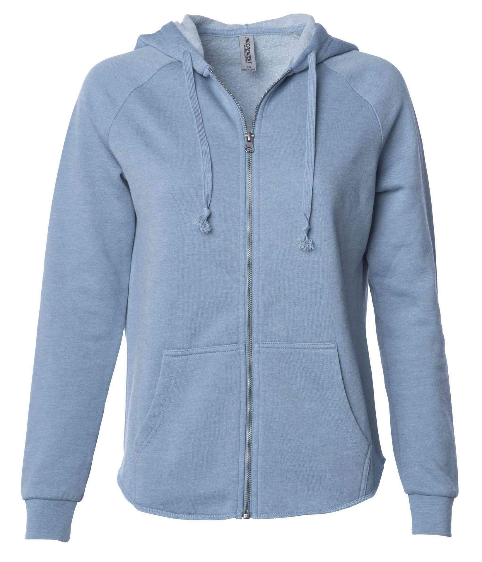 PRM2500Z - Women's California Wave Wash Zip Hood Misty Blue BASIC FLEECE CALI WAVE WASH COTTON / POLYESTER hoodie INDEPENDENT PREMIUM WOMEN
