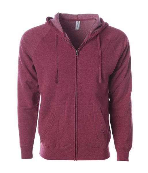 PRM33SBZ - Unisex Special Blend Zip Hooded Sweatshirt Crimson Heather BASIC FLEECE COTTON / POLYESTER FITTED hoodie INDEPENDENT PREMIUM PRM33 PRM33SBZ SPECIAL BLEND tearaway UNISEX