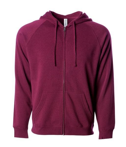 PRM33SBZ - Unisex Special Blend Zip Hooded Sweatshirt Maroon BASIC FLEECE COTTON / POLYESTER FITTED hoodie INDEPENDENT PREMIUM PRM33 PRM33SBZ SPECIAL BLEND tearaway UNISEX