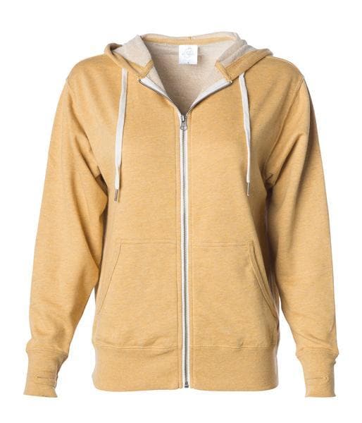 PRM90HTZ - Unisex French Terry Zip Hooded Sweatshirt Golden Wheat Heather COTTON / POLYESTER FITTED FRENCH TERRY INDEPENDENT PREMIUM PRM90 PULLOVERS tearaway UNISEX