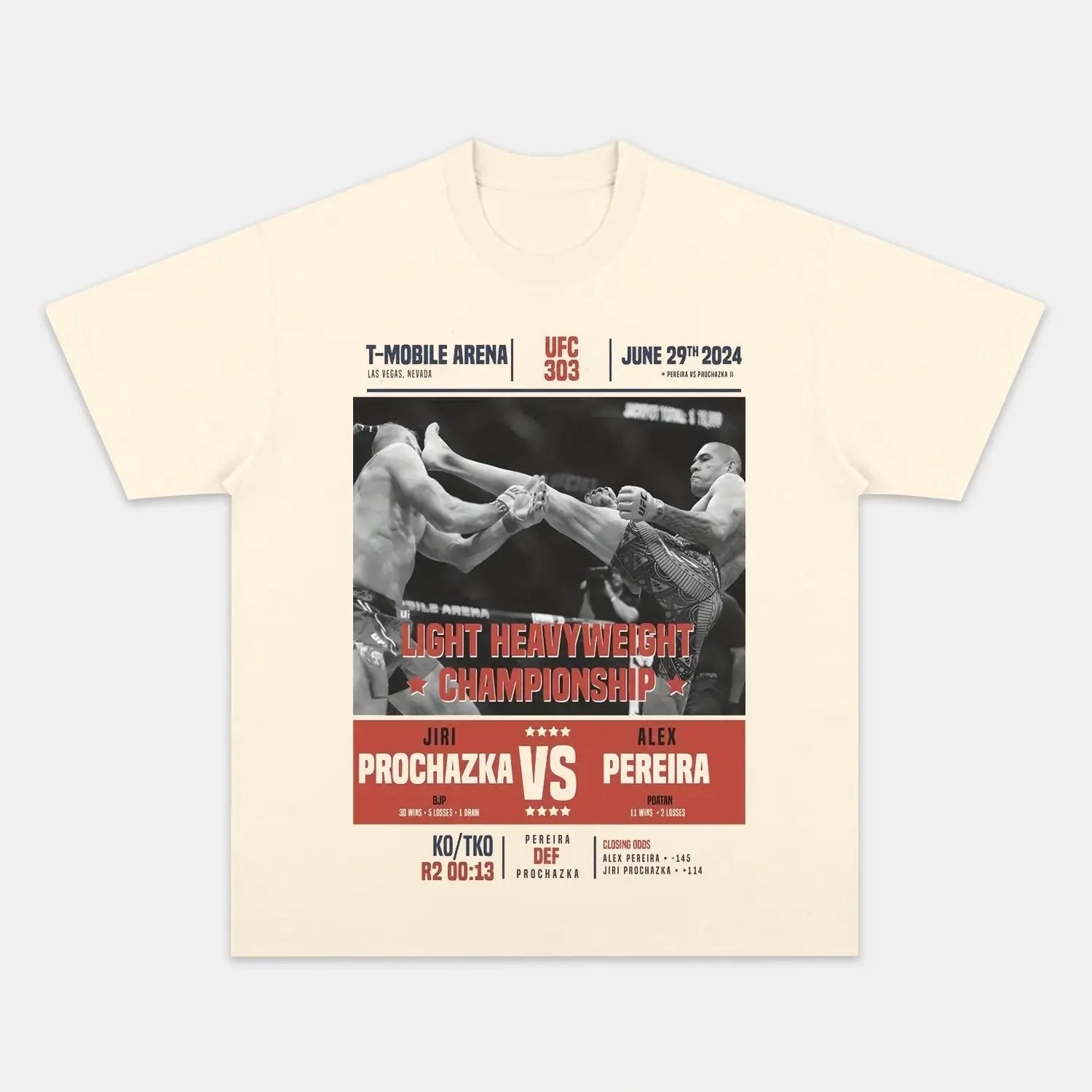 PROCHAZKA VS PEREIRA TEE BOXING FIGHTERS SPORT