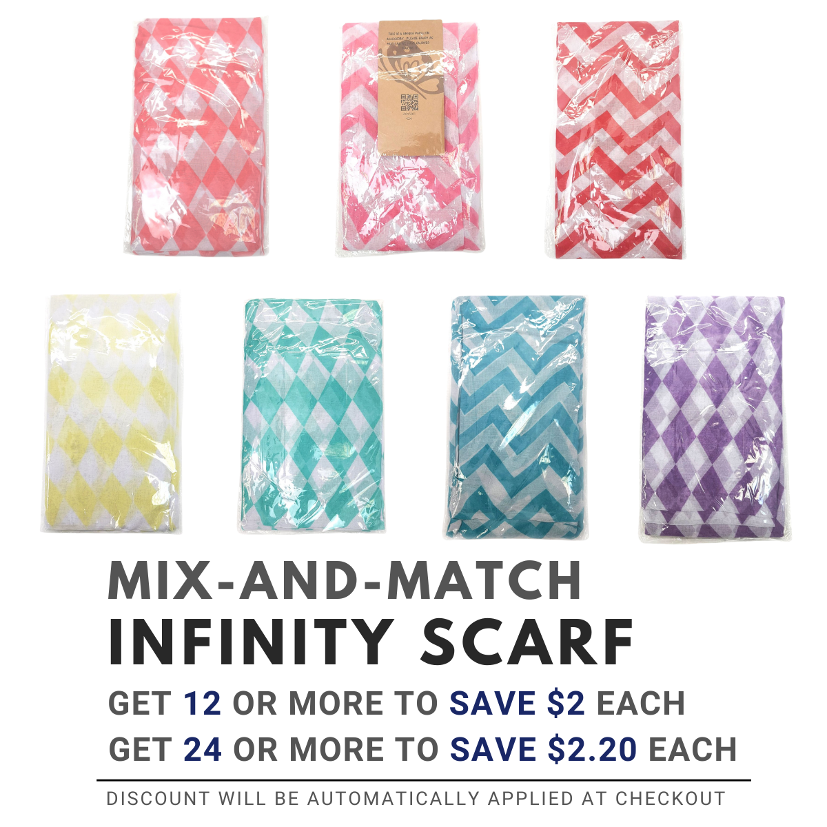 Infinity Scarf - Individual Package, Various Colours, One Size, PP7076, PP4063 Accessories Infinity Scarf