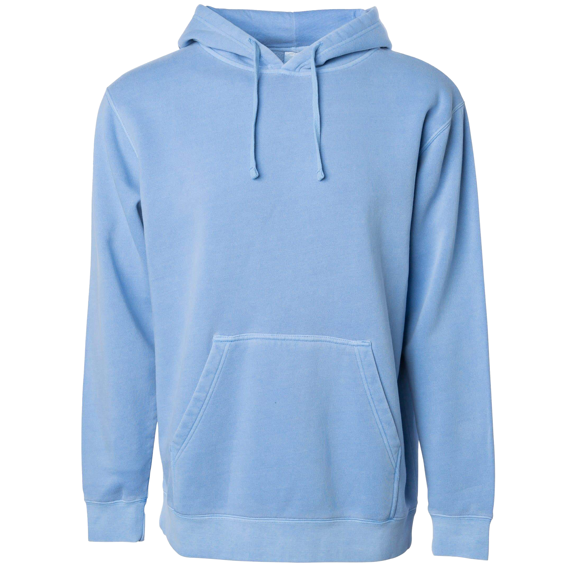 PRM4500 - Unisex Midweight Pigment Dyed Hooded Pullover Pigment Light Blue COTTON / POLYESTER INDEPENDENT MIDWEIGHT Pigment Dye REGULAR shsdparentproduct UNISEX