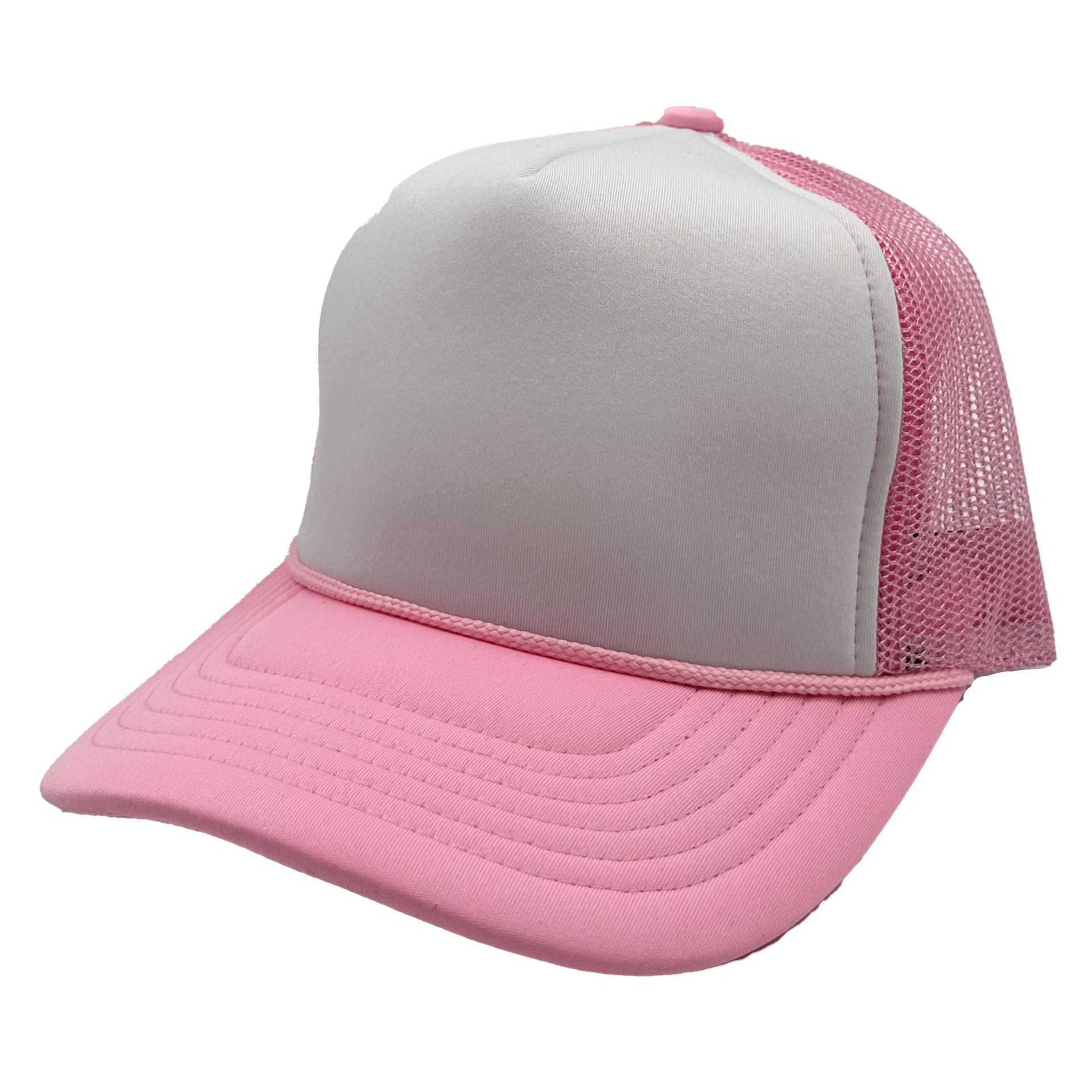 GNV-1222FT - Foam Trucker Cap Pink White One Size 5 PANELS COTTON / POLYESTER CURVE FOAM GNV-1222FT HIGH PROFILE MESH nissi caps SNAPBACK UNISEX