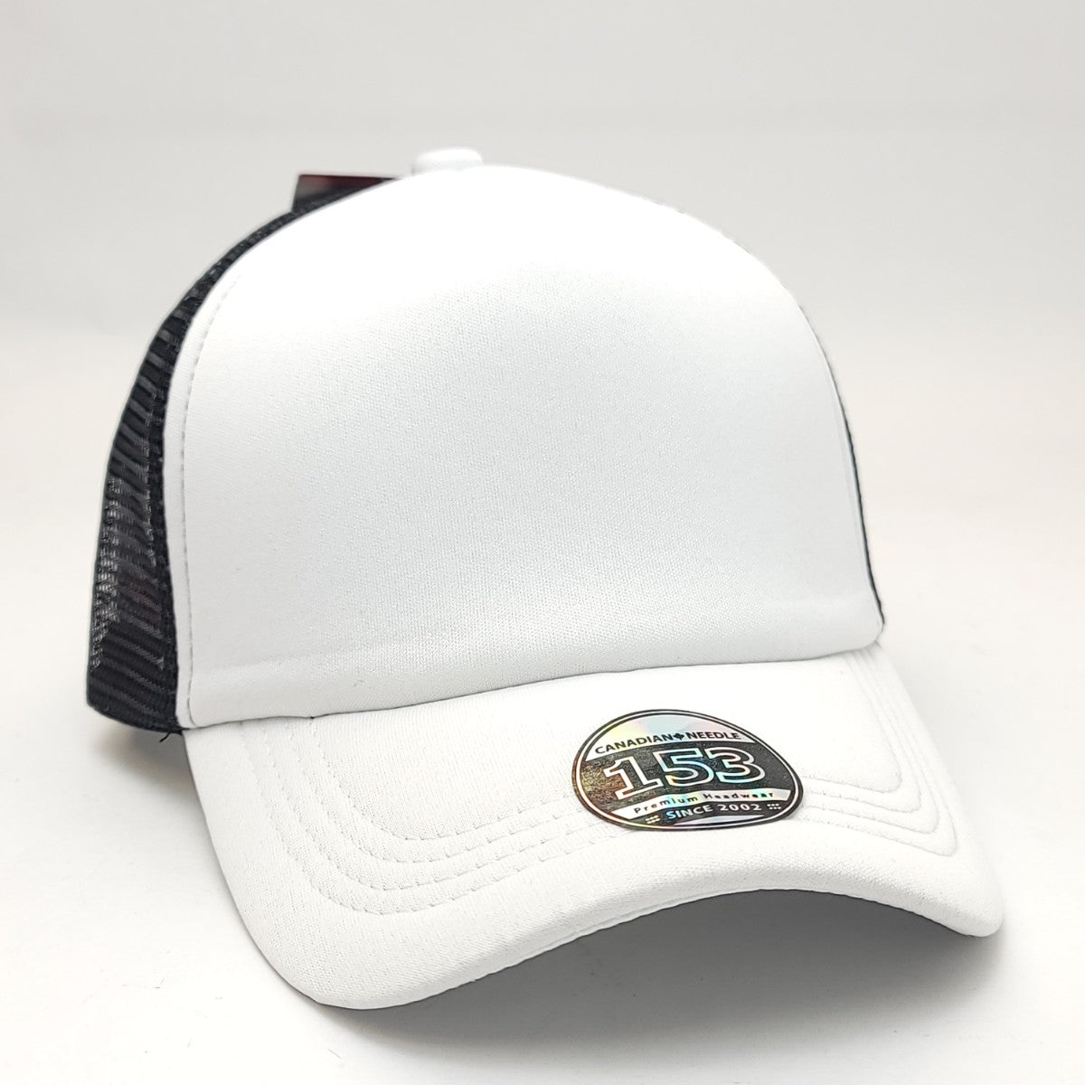 Trucker Cap - 153, 5 Panel, Black & Black/White, Adjustable OSFA Black & White Trucker Cap