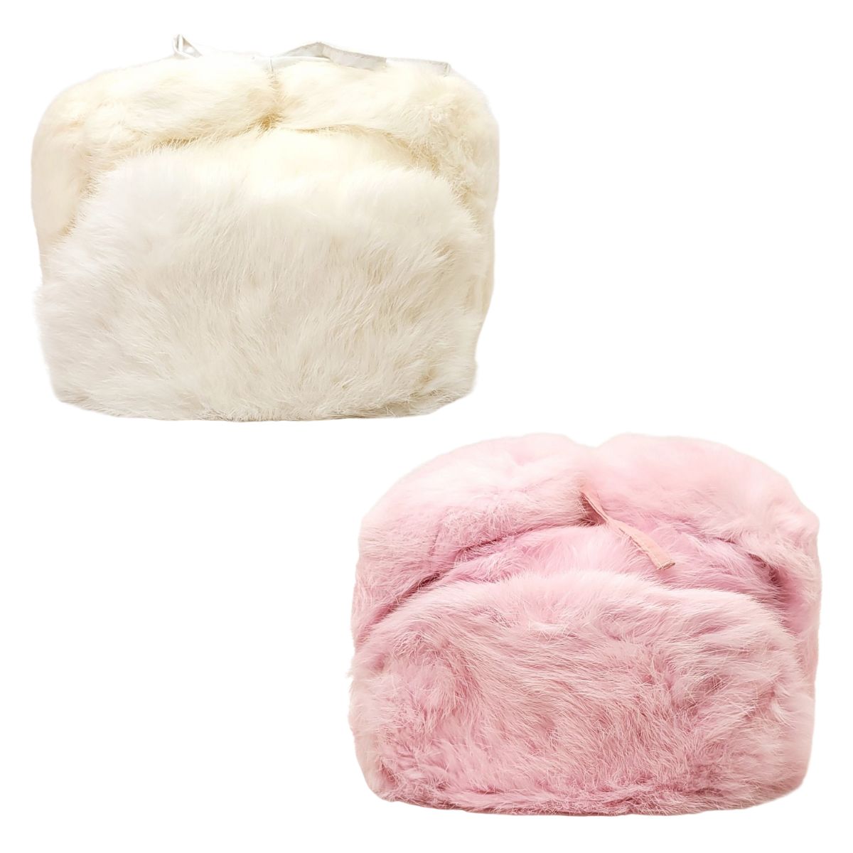 Rabbit Fur Trapper Hat with Puffer Lining- Multi-Coloured