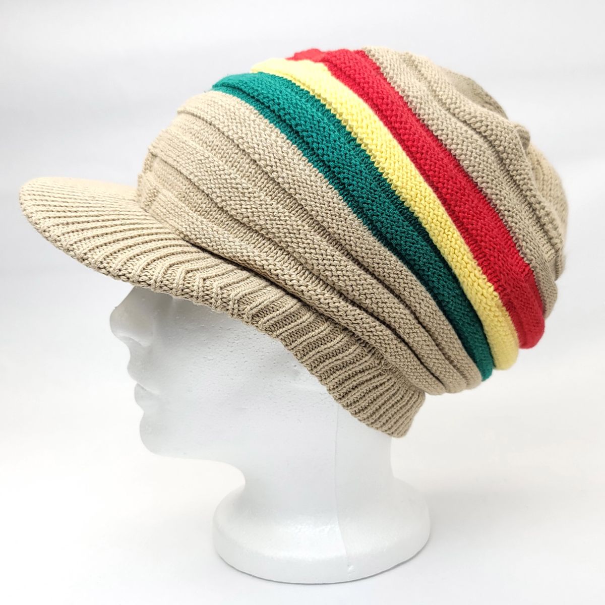RASTA Knitted Visor Beanie-RV0002RYG, Cotton, OSFA Khaki OSFA