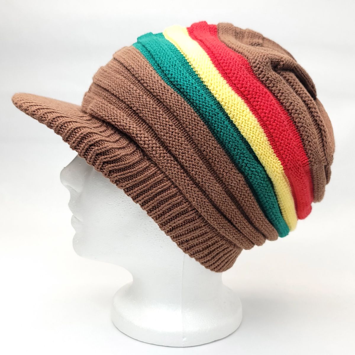 RASTA Knitted Visor Beanie-RV0002RYG, Cotton, OSFA Brown OSFA