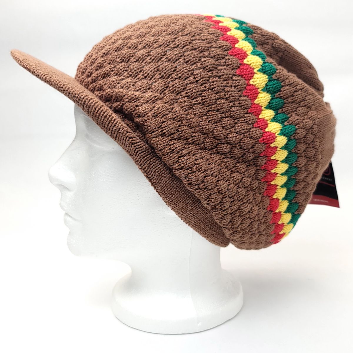 RASTA Knitted Visor Beanie- RV0005, Cotton, OSFA Brown OSFA