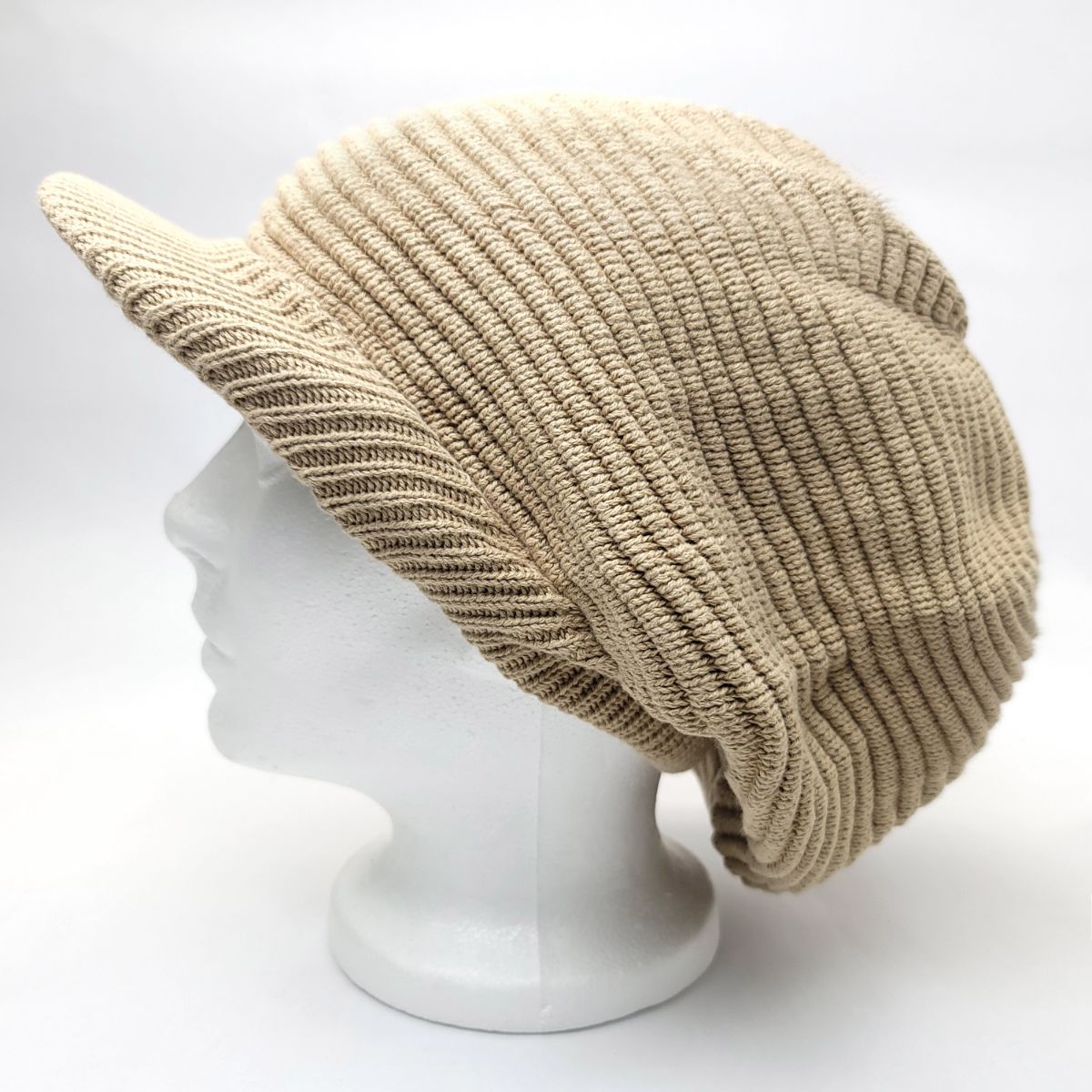 Rasta Knitted Visor Beanie-RV0015, Cotton, OSFA Khaki OSFA