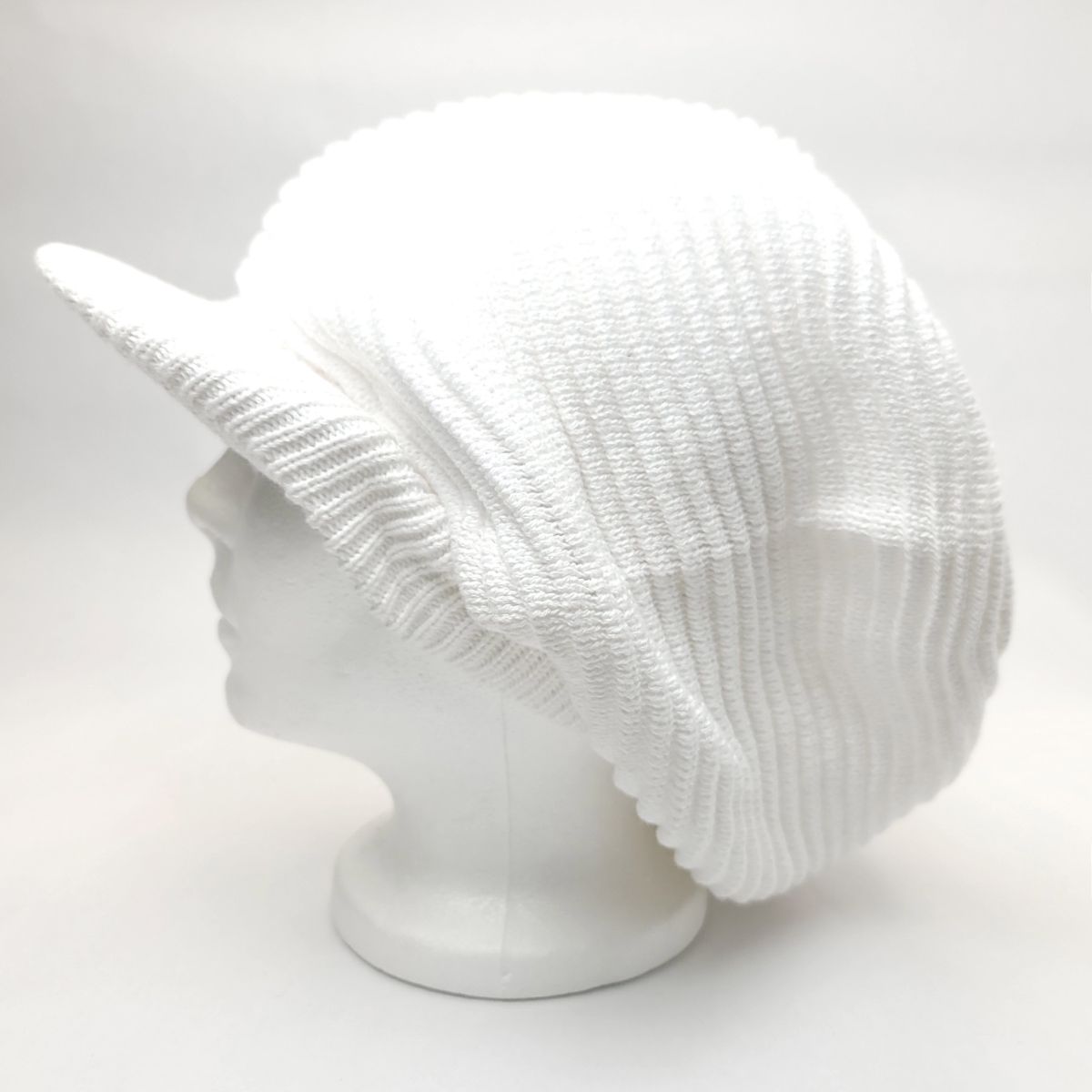 Rasta Knitted Visor Beanie-RV0015, Cotton, OSFA White OSFA